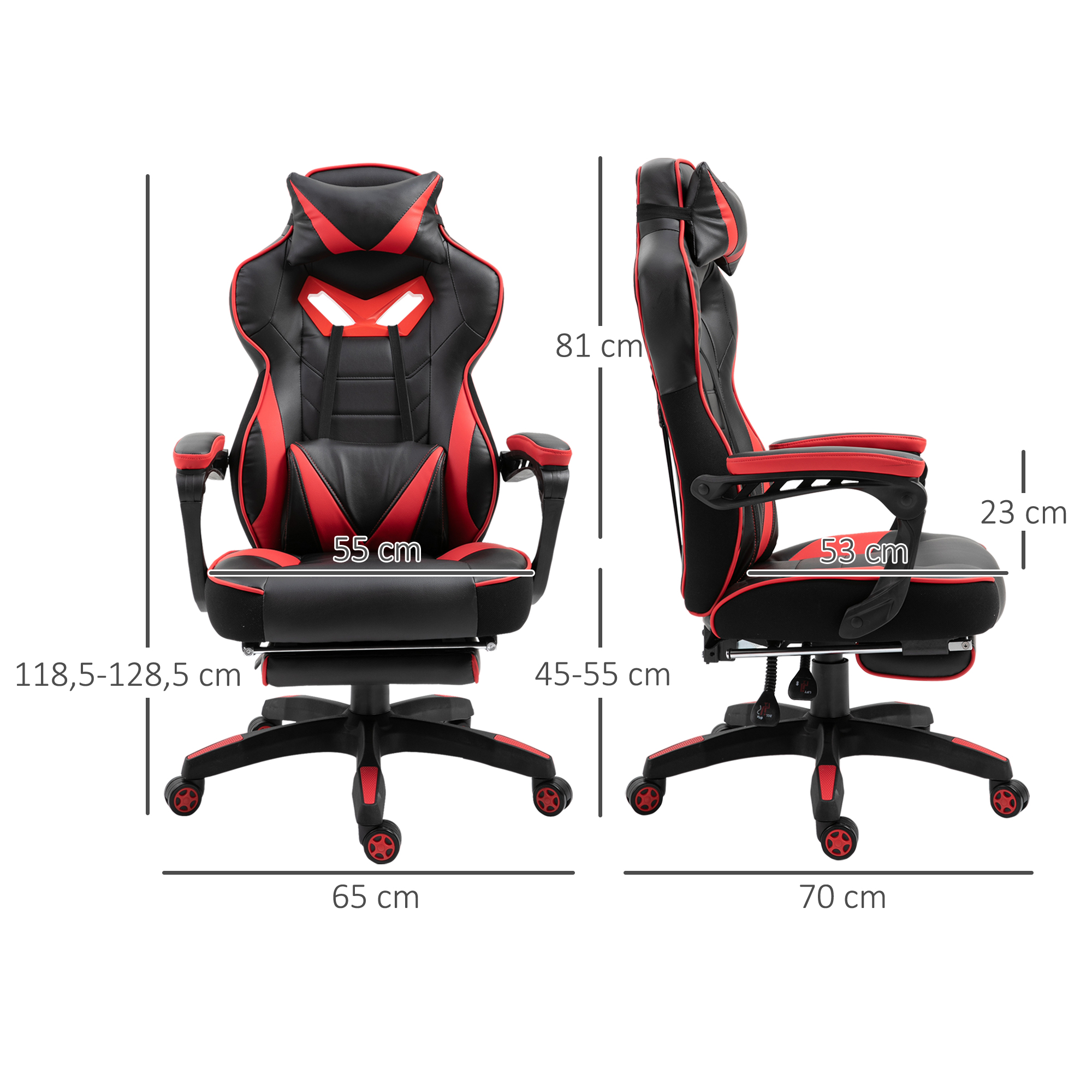 Vinsetto Racing Gaming Chair Adjustable Height Recliner with