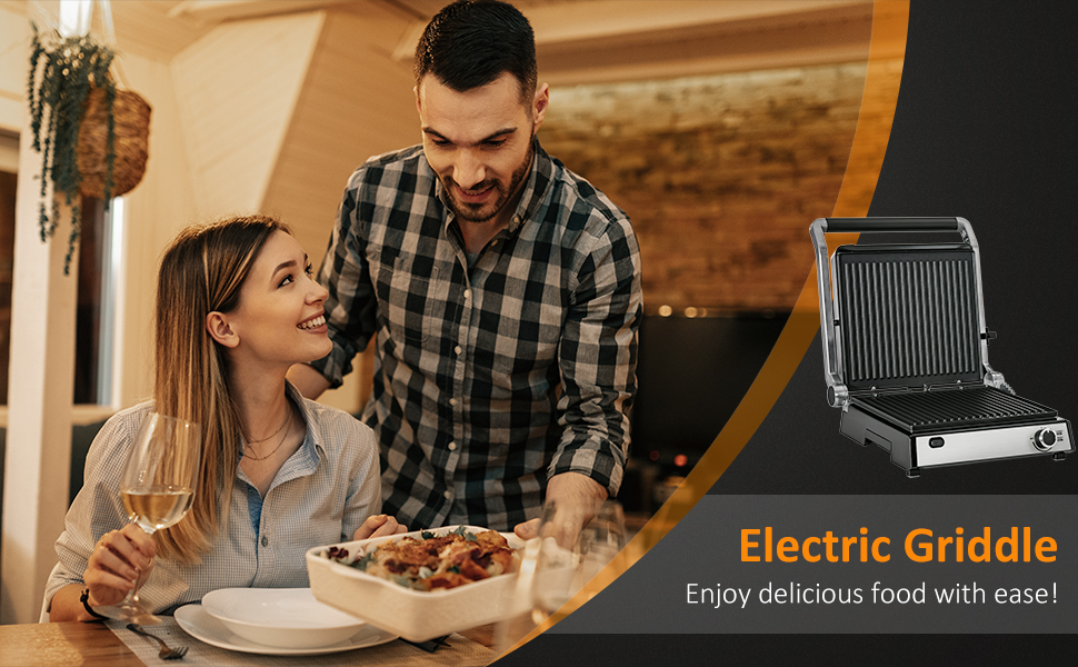 Electric Griddle, 4 Slice Toastie Machine, 2000W Electric Non