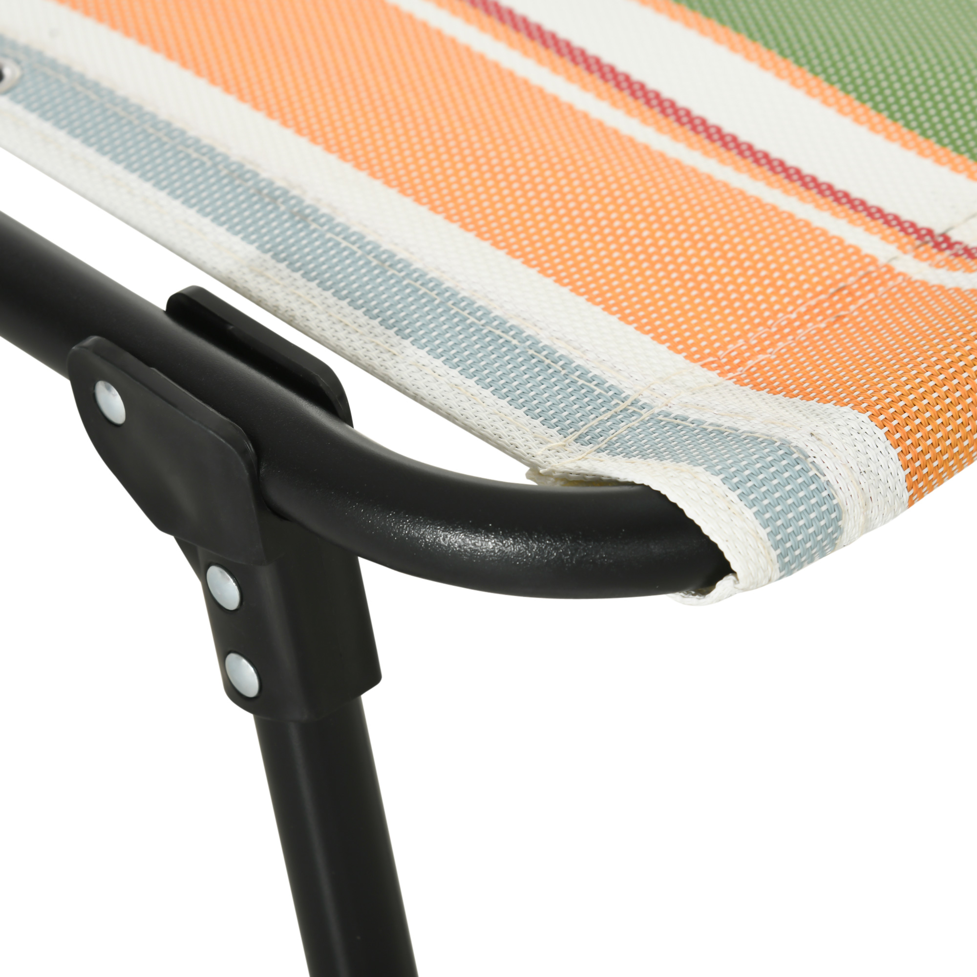 Outsunny Folding Sun Lounger, Multicoloured Beach Chaise Chair, Garden Reclining Cot, 4 Position Adjustable, Camping Hiking Recliner