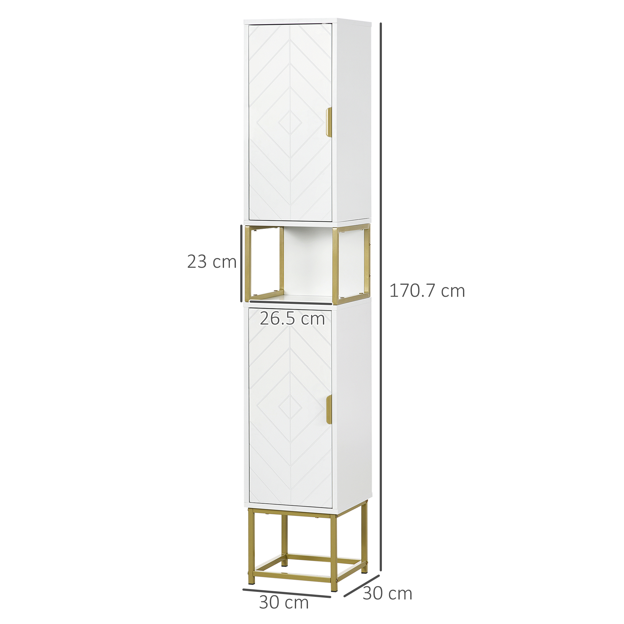 Kleankin Narrow Bathroom Storage Cabinet, Freestanding Tallboy Storage Unit Floor Cabinet Slim Corner Organizer w/Adjustable Shelf Steel Base, White