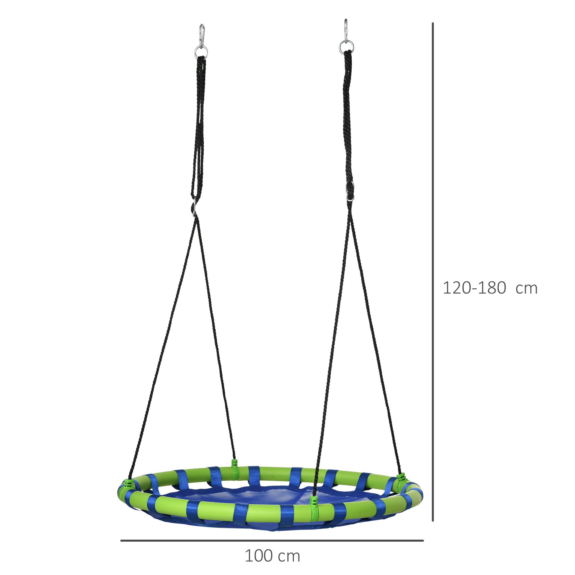 RELAX4LIFE Altalena da Giardino per Bambini, Altalena Rotonda a Nido per Esterno e Interno, Altezza Regolabile 100-160cm, per 2-3 Bambini, Carico massimo: 150kg (Blu