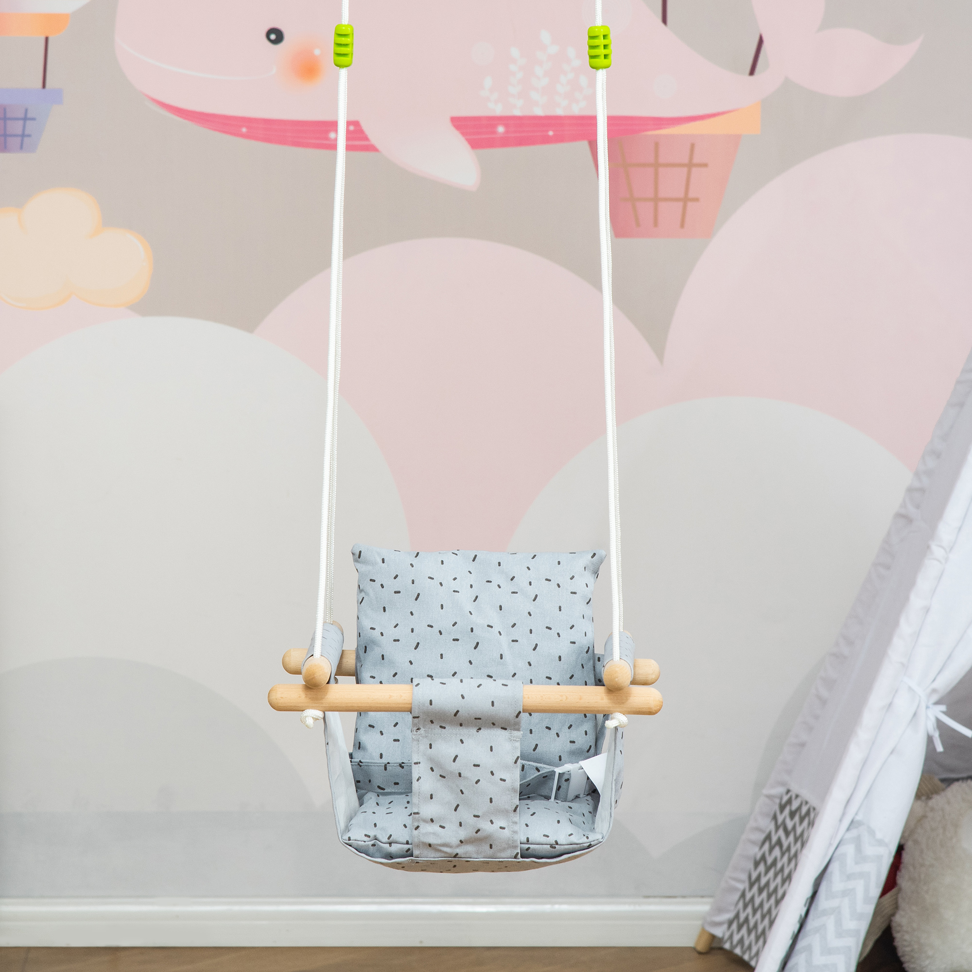 Outsunny Kinderschaukel Mit Sicherheitsgurt - Baumwollkissen Für Innen & Außen