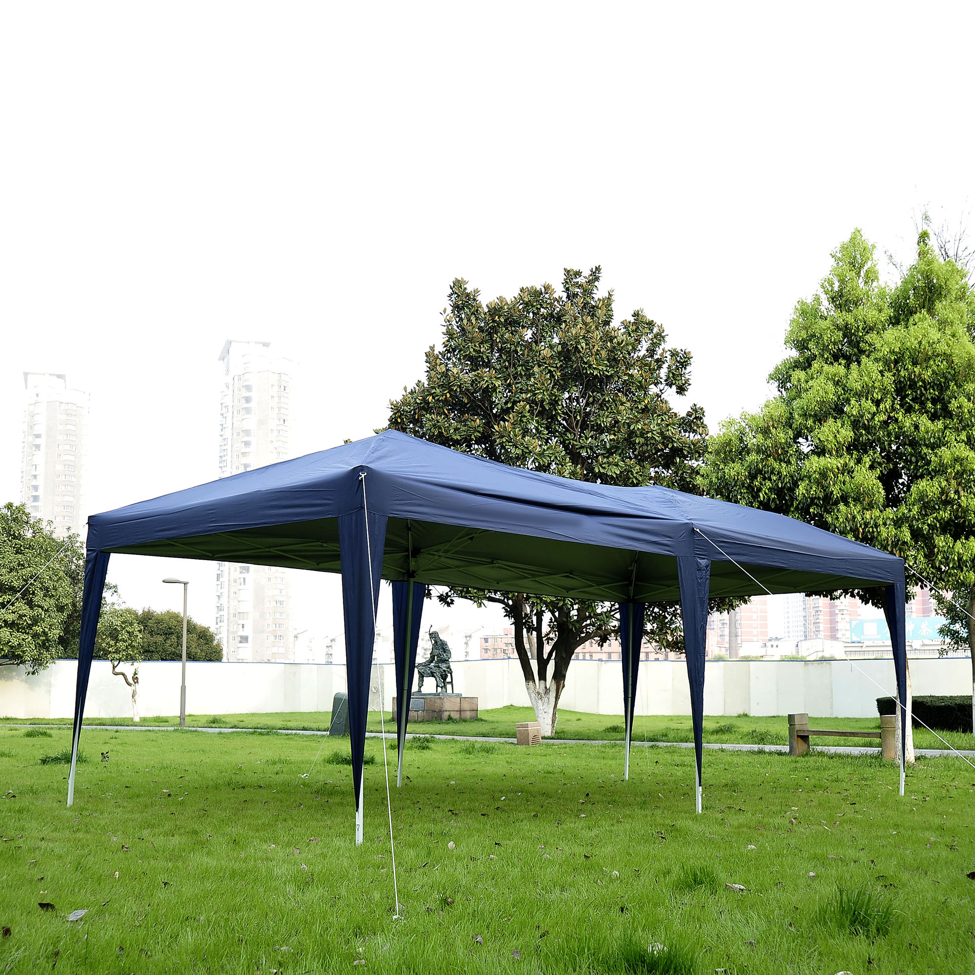 Outsunny 3 x 6m Garden Heavy Duty Water Resistant Pop Up Gazebo Marquee Party Tent Wedding Canopy Awning-Blue