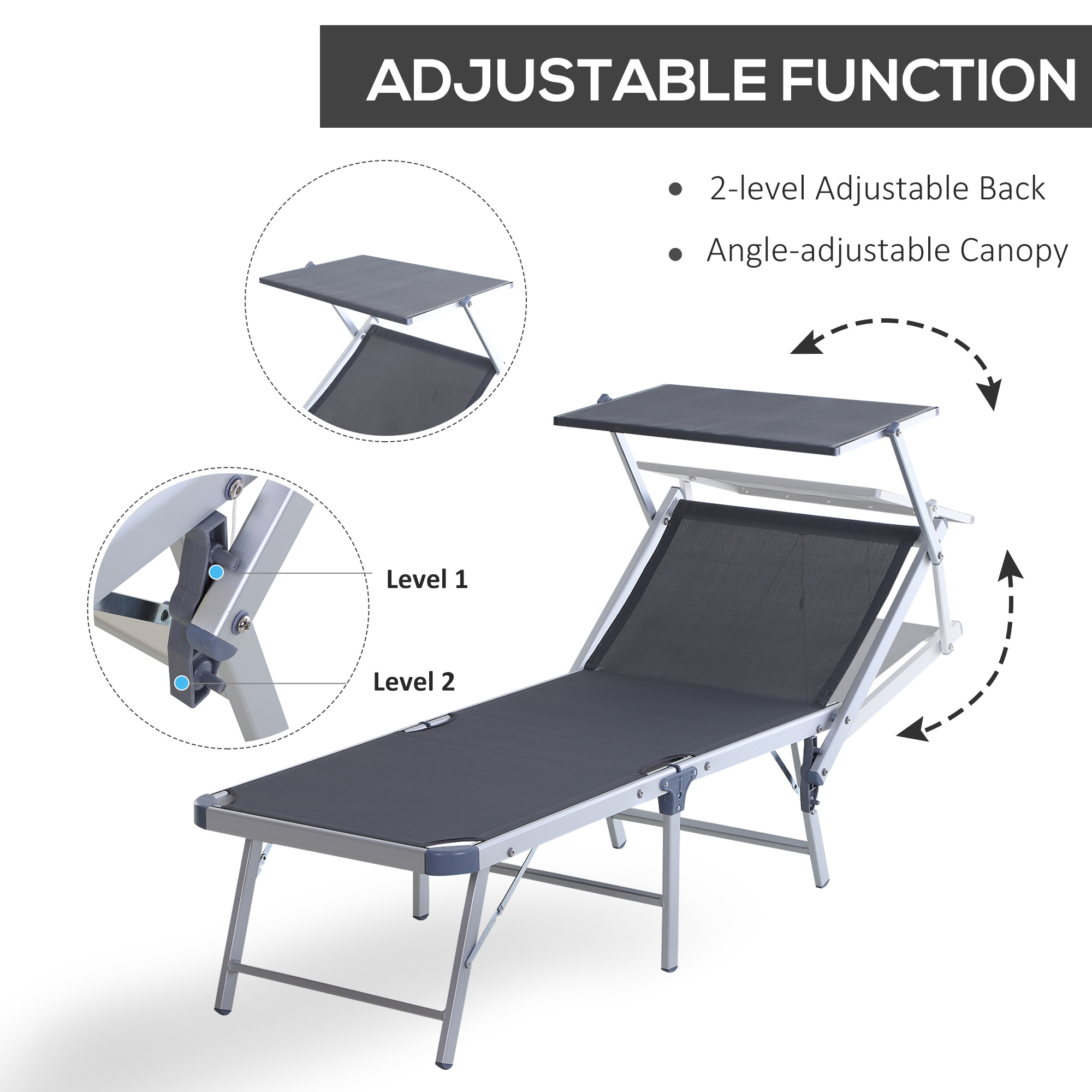 Florabest Aluminium Sunlounger Florabest Lounger Lettino Sdraio