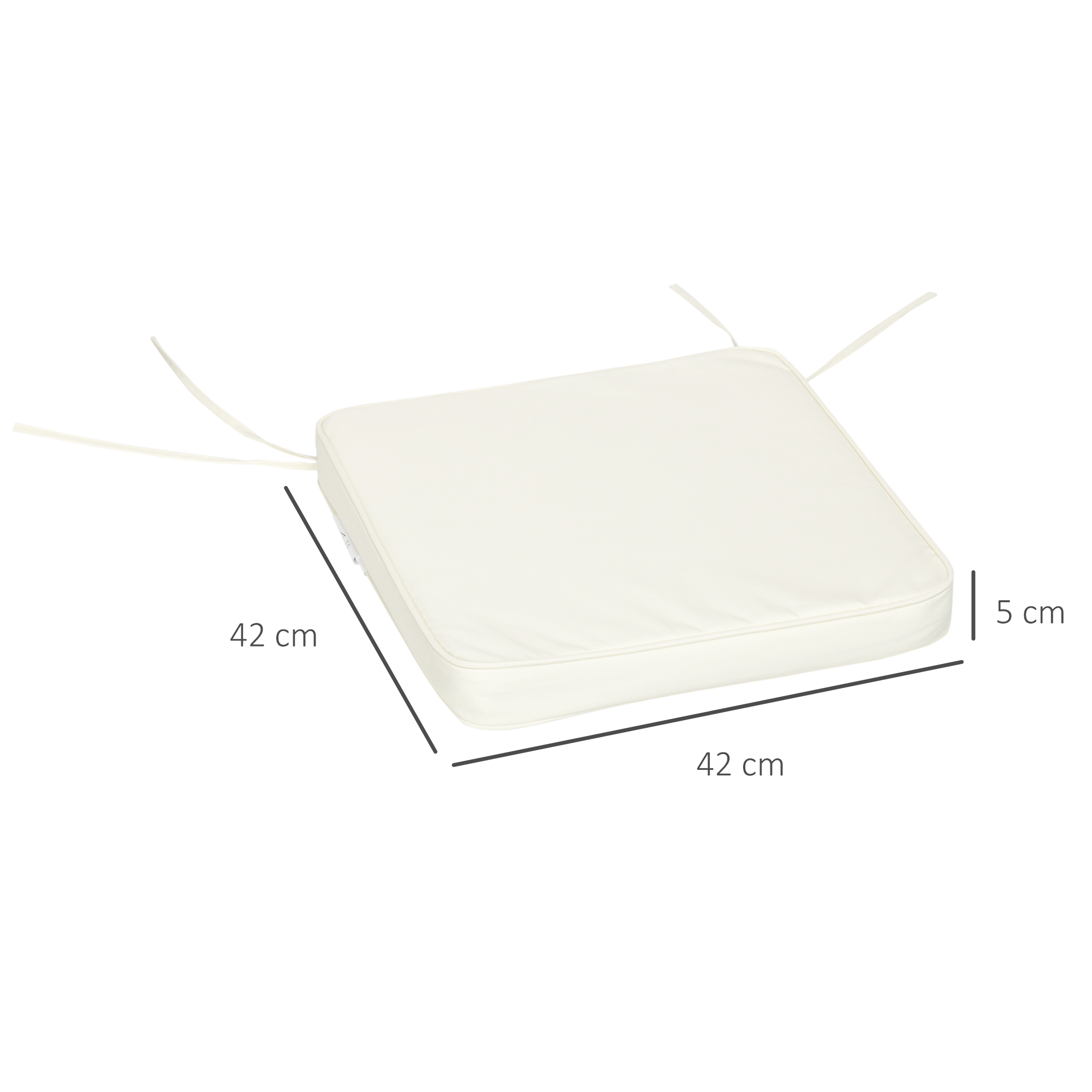 Outsunny Chair Cushions Set of 6, Comfortable Seat Pads for Garden Chairs, 42Lx42Wx5T cm, Cream White