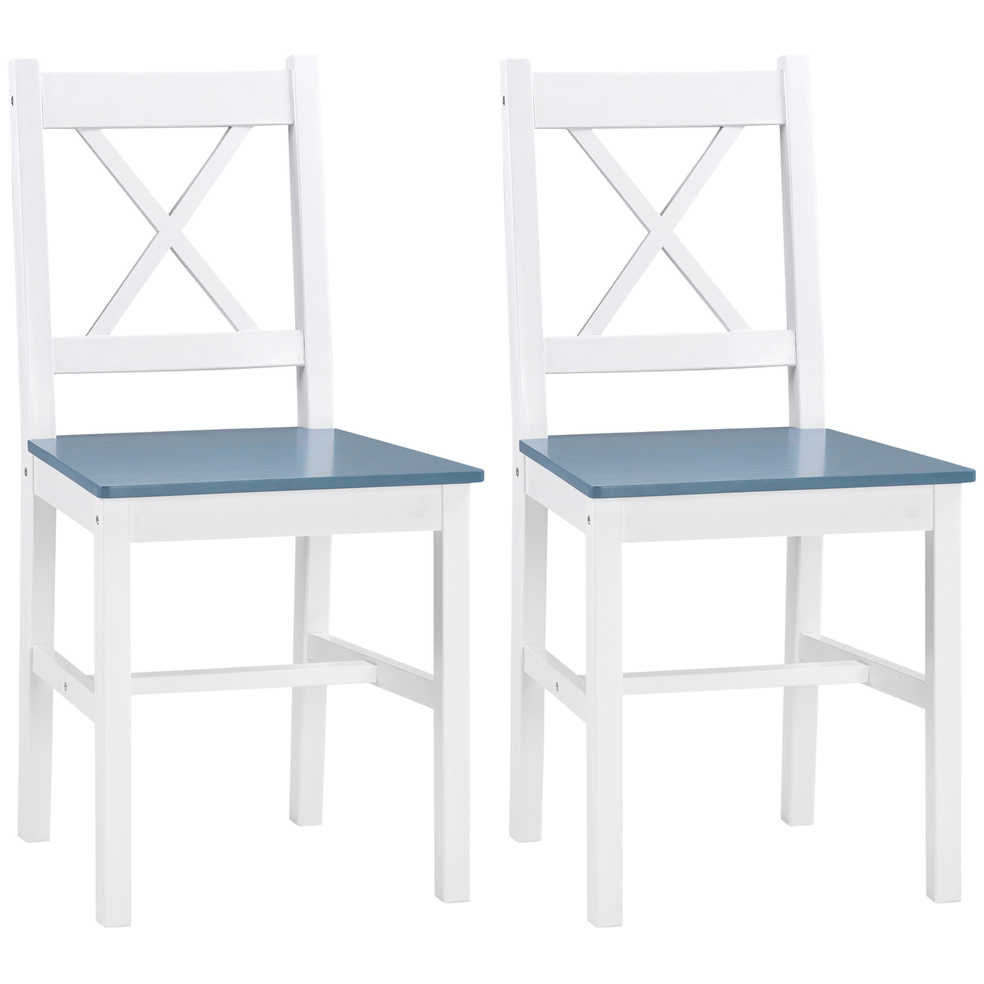 Dining Chairs Set of 2, Pine Wood Kitchen Chairs with Cross Back