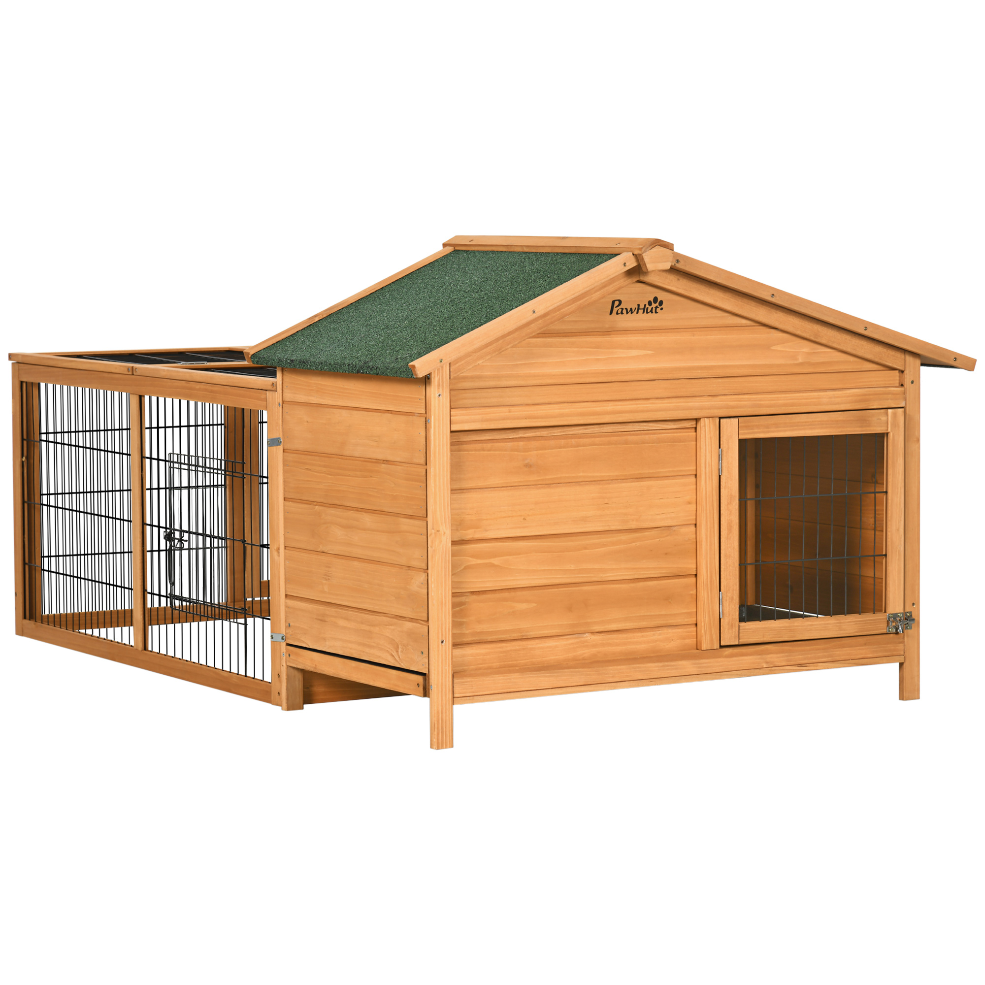 PawHut Wooden Rabbit Hutch Guinea Pig Hutch Detachable Rabbit Cage with