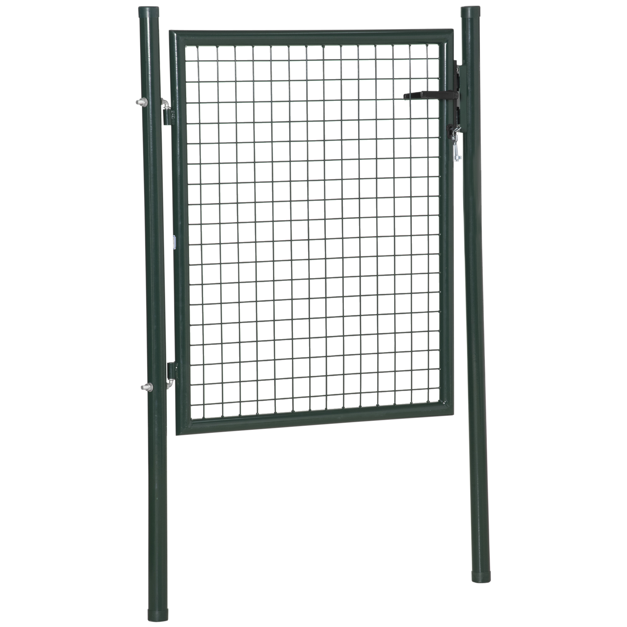 HOMCOM Puerta Verja de Jardín de Acero con Cerradura Manija y 3 Llaves Puerta de Valla Cerca para Exterior Patio Terraza 97x150 cm Verde | AOSOM ES