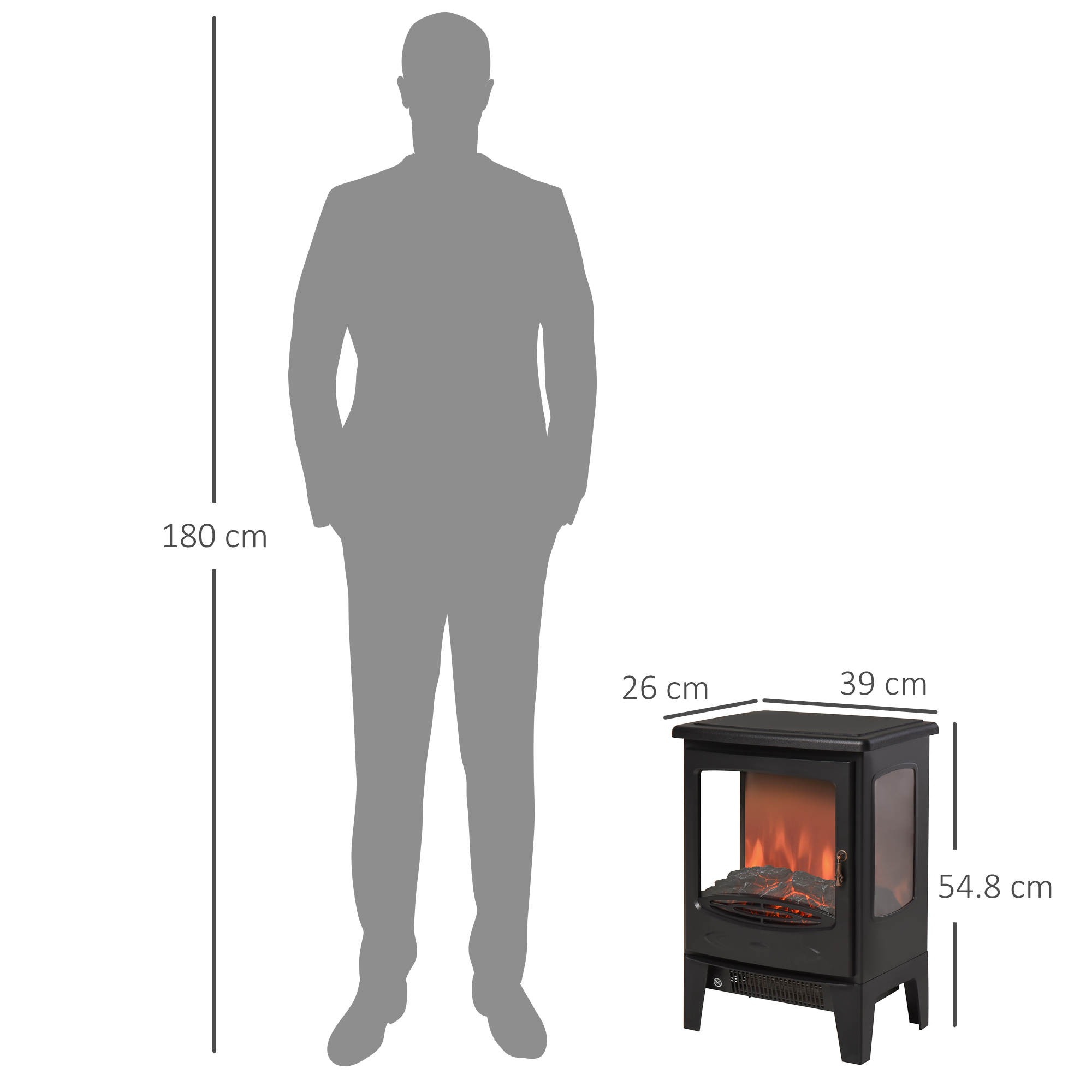 Vonhaus Electric Stove Small Black Stove Effect Heater Log Burner