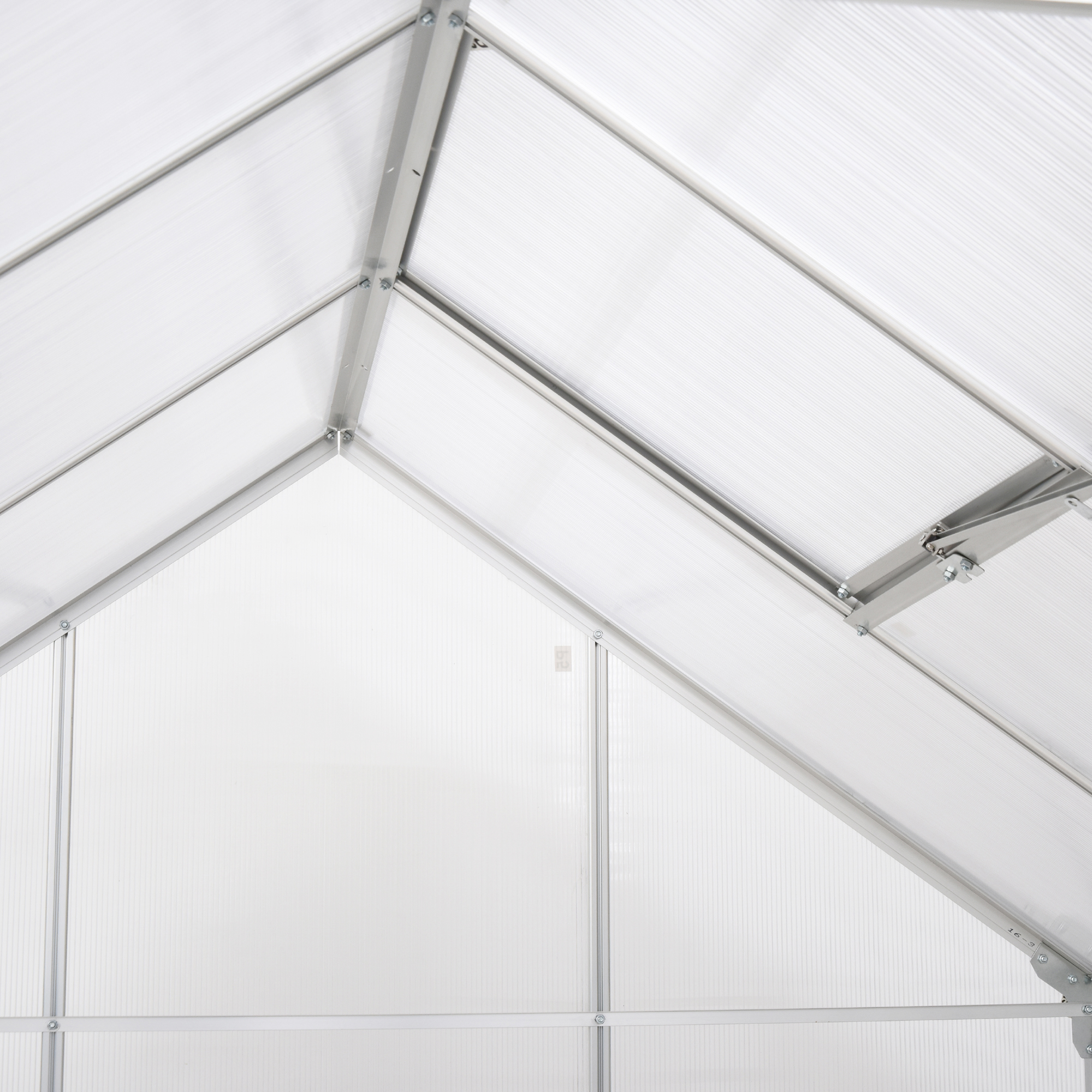 Outsunny 6 x 6 ft Walk-In Greenhouse Polycarbonate Lean to Greenhouse Grow House w/ Aluminium Frame, Sliding Door, Adjustable Window
