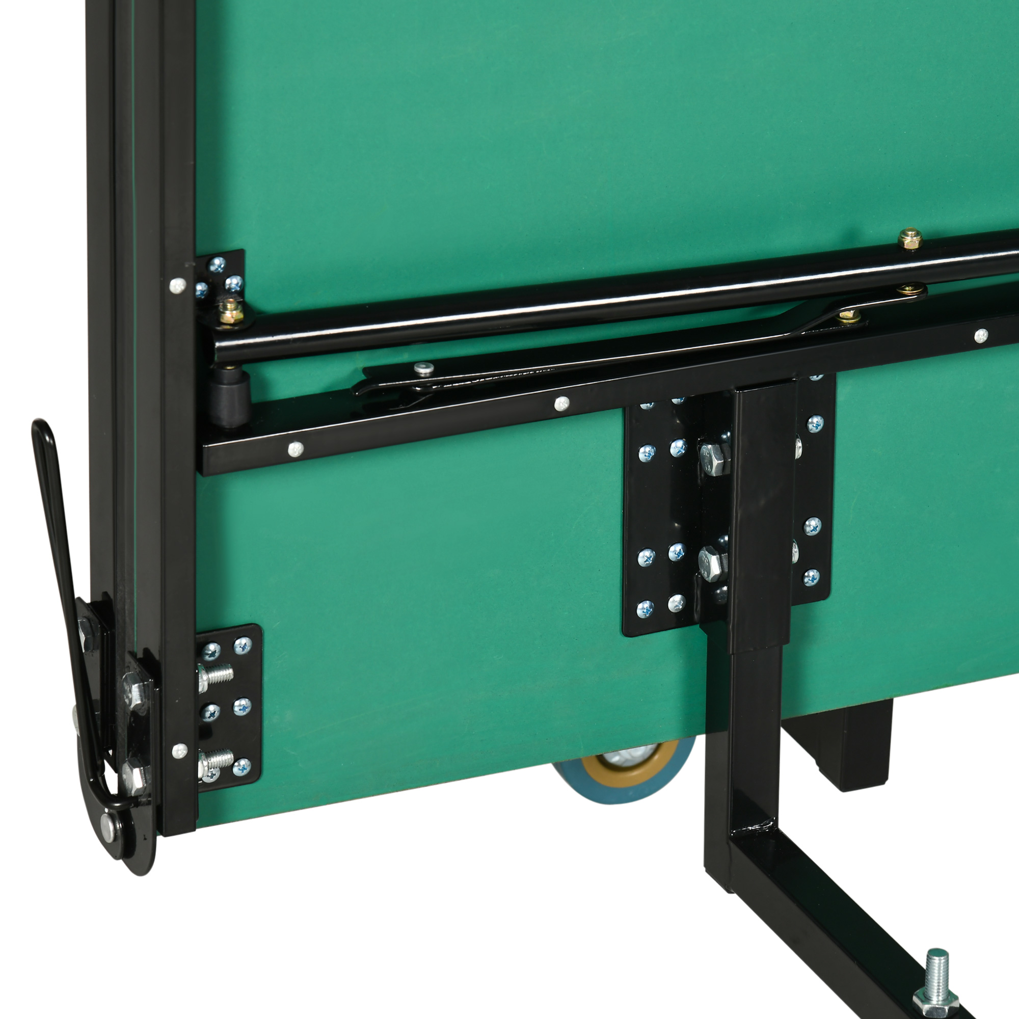 SPORTNOW 9FT Outdoor Folding Table, Tennis Table, with 8 Wheels, for Indoor and Outdoor Use - Green