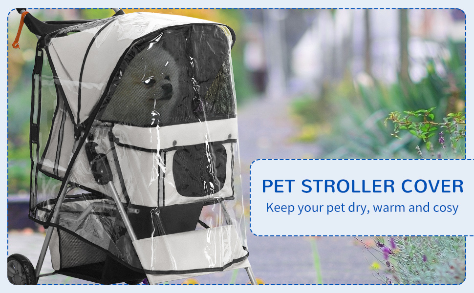 PawHut Dog Stroller Rain Cover, with Rear Entry Aosom UK