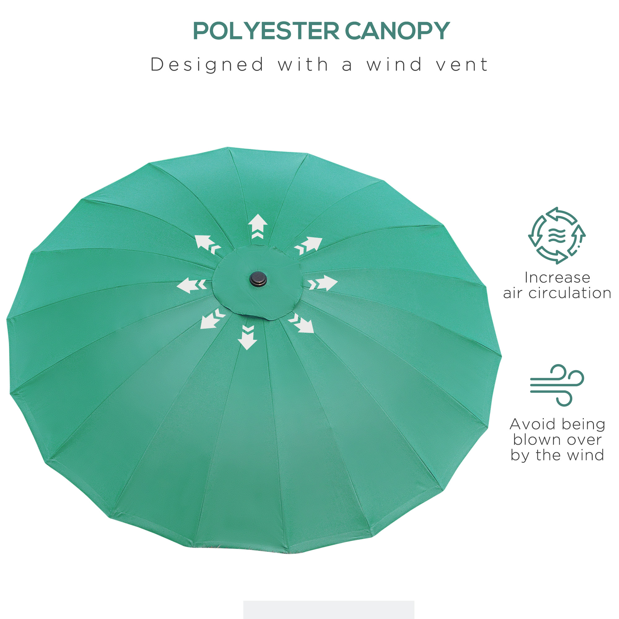 Outsunny Ð¤255cm Patio Parasol Umbrella Outdoor Market Table Parasol with Push Button Tilt Crank and Sturdy Ribs for Garden Lawn Backyard Pool Green