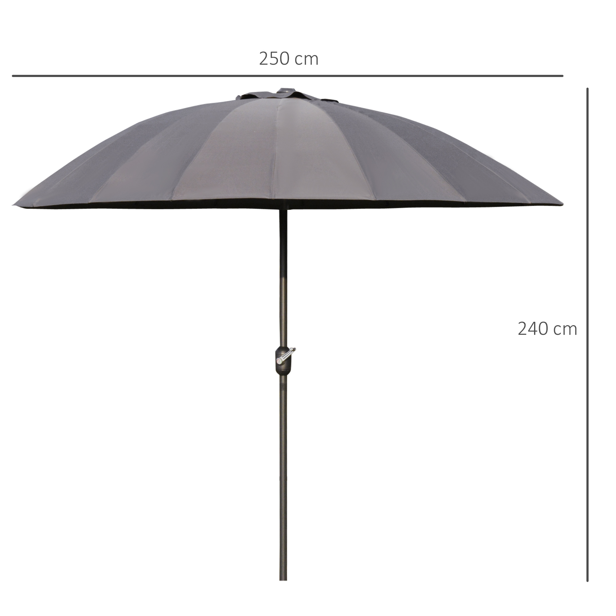 Outsunny Garden Umbrella Ð¤255cm Table Parasol with Push Button Tilt Crank and Ribs for Garden Lawn Backyard Pool Dark Grey