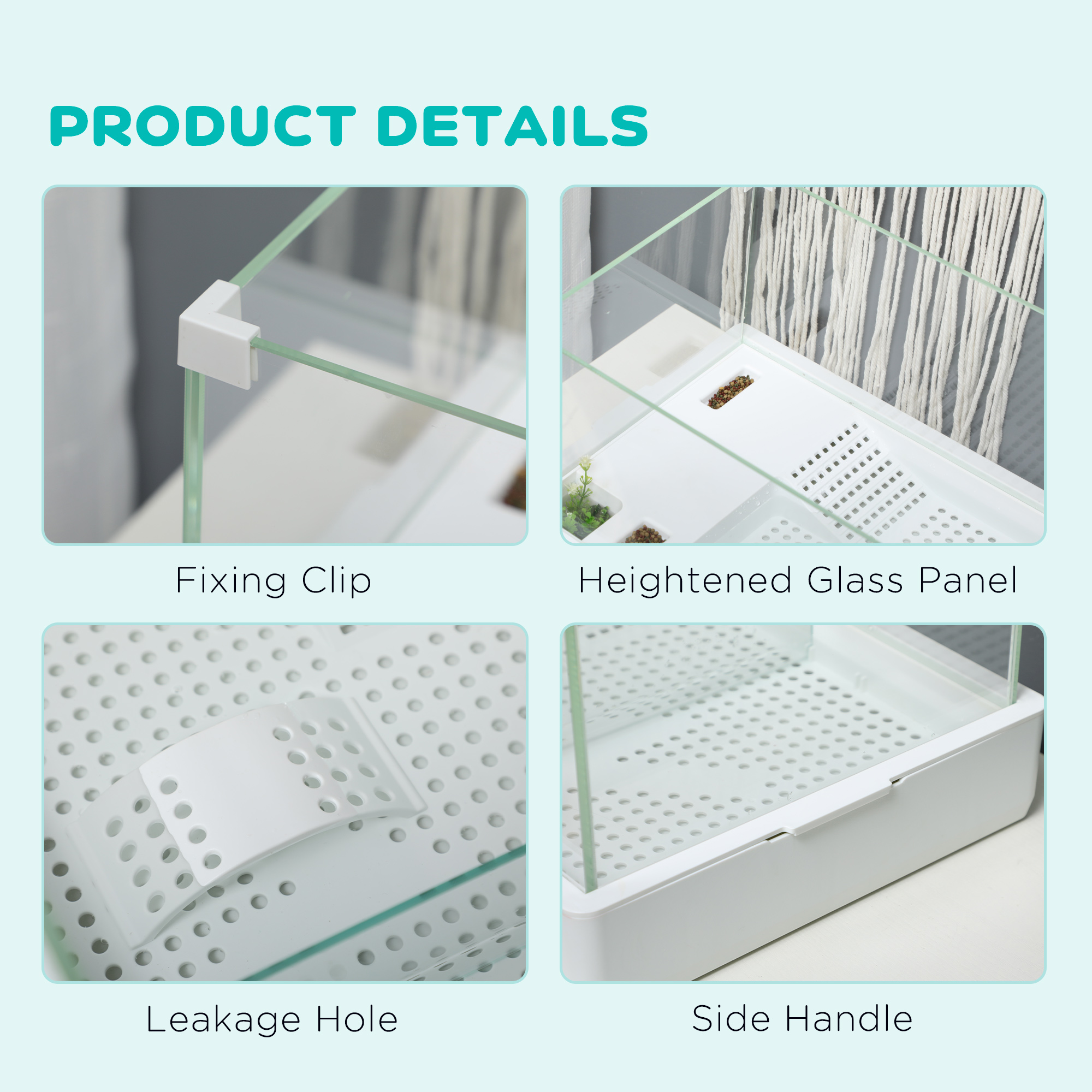 PawHut 50 Turtle Aquarium, Glass Tank with Basking Platform, Filter Design, Full View Terrapin Habitat, White
