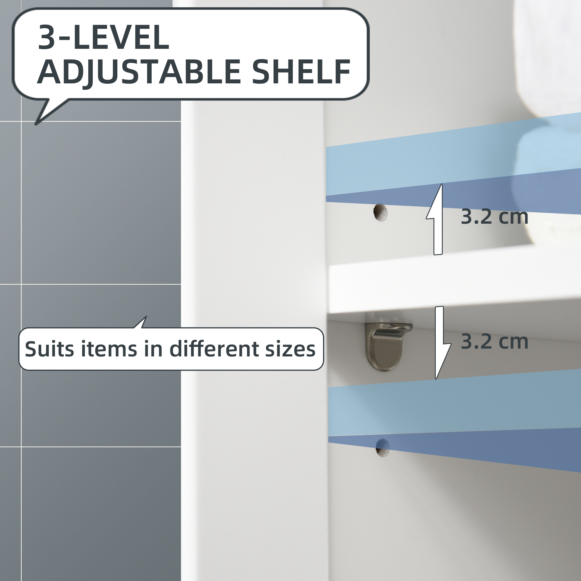 kleankin Spacious Bathroom Cabinet, White Storage Unit with Drawer and Double Door Cabinet, Adjustable Shelf for Versatile Use