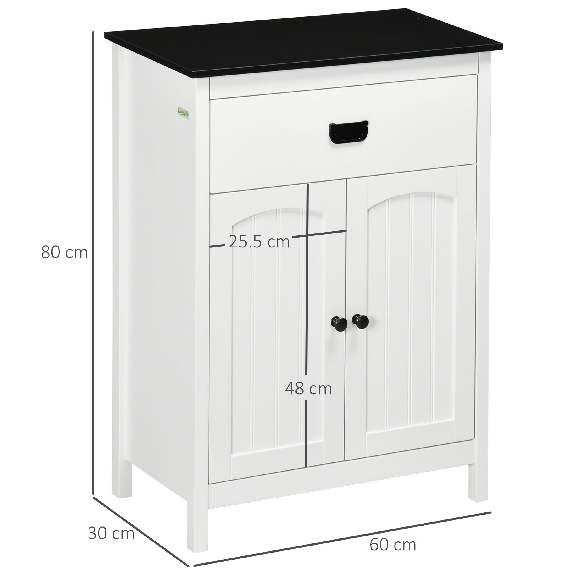 kleankin Spacious Bathroom Cabinet, White Storage Unit with Drawer and Double Door Cabinet, Adjustable Shelf for Versatile Use