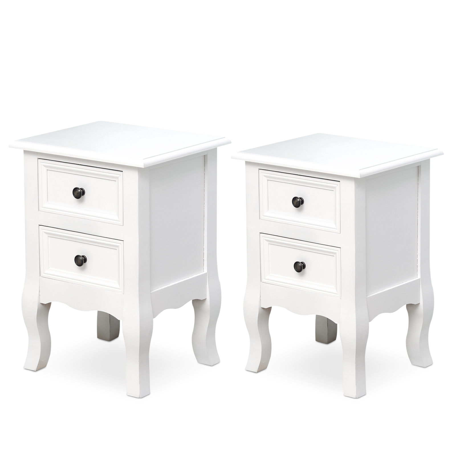 HOMCOM Conjunto de 2 Mesillas de Noche con 2 Cajones Mueble Auxiliar con Gran Espacio de Almacenaje para Dormitorios Salón 34,7x30x49cm Blanco