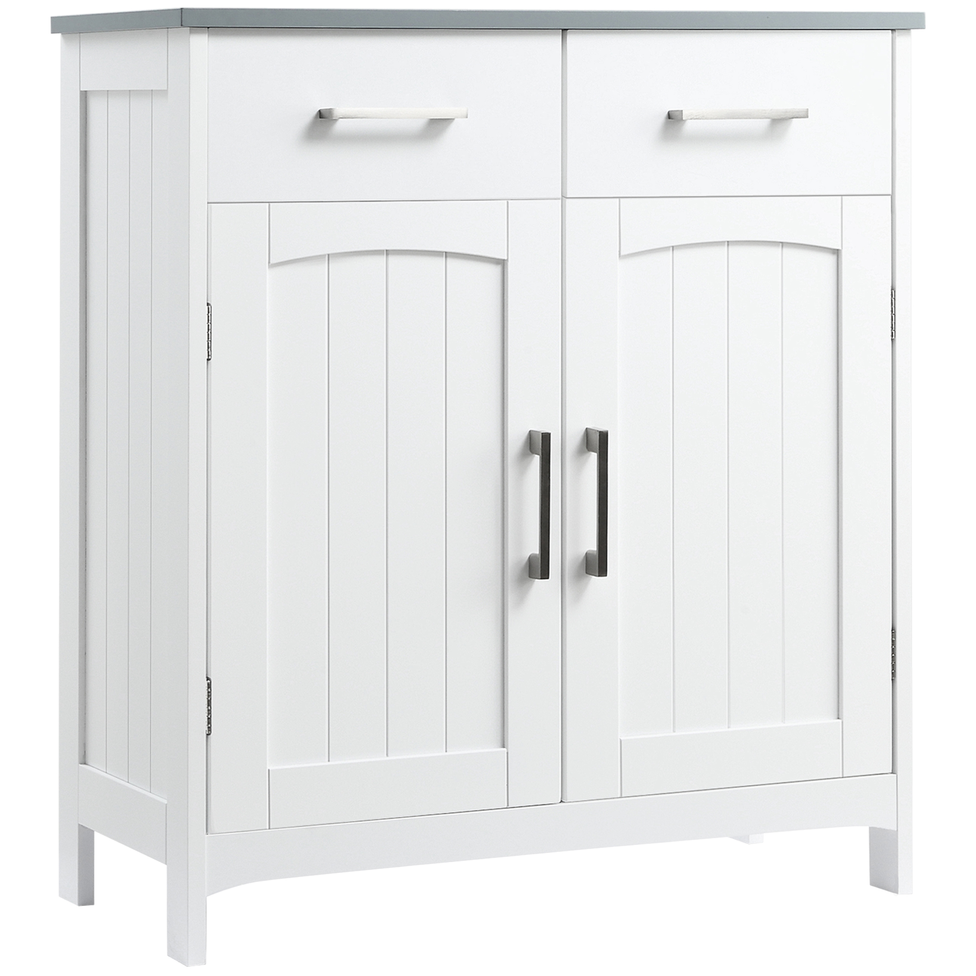 kleankin Badezimmerschrank Badschrank mit 2 Schubladen Bademöbel mit verstellbarer Regalebene Weiß 68 x 33 x 76 cm Aosom