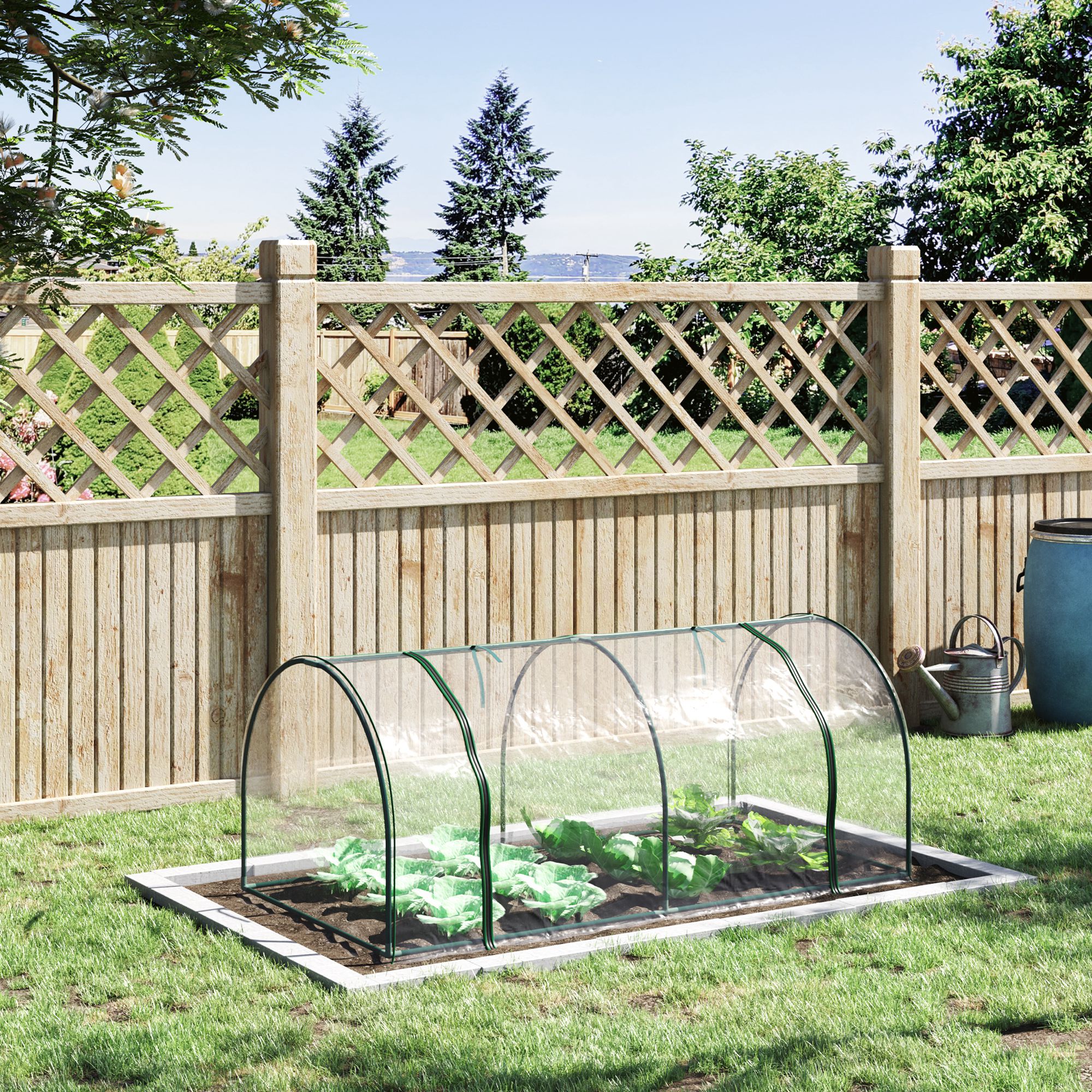 Outsunny Houten Koude Kas en Plantenkastsysteem voor Tuin en Balkon - 100 x 50 x 35 cm, Natuurlijk Spar, PC-Plaat