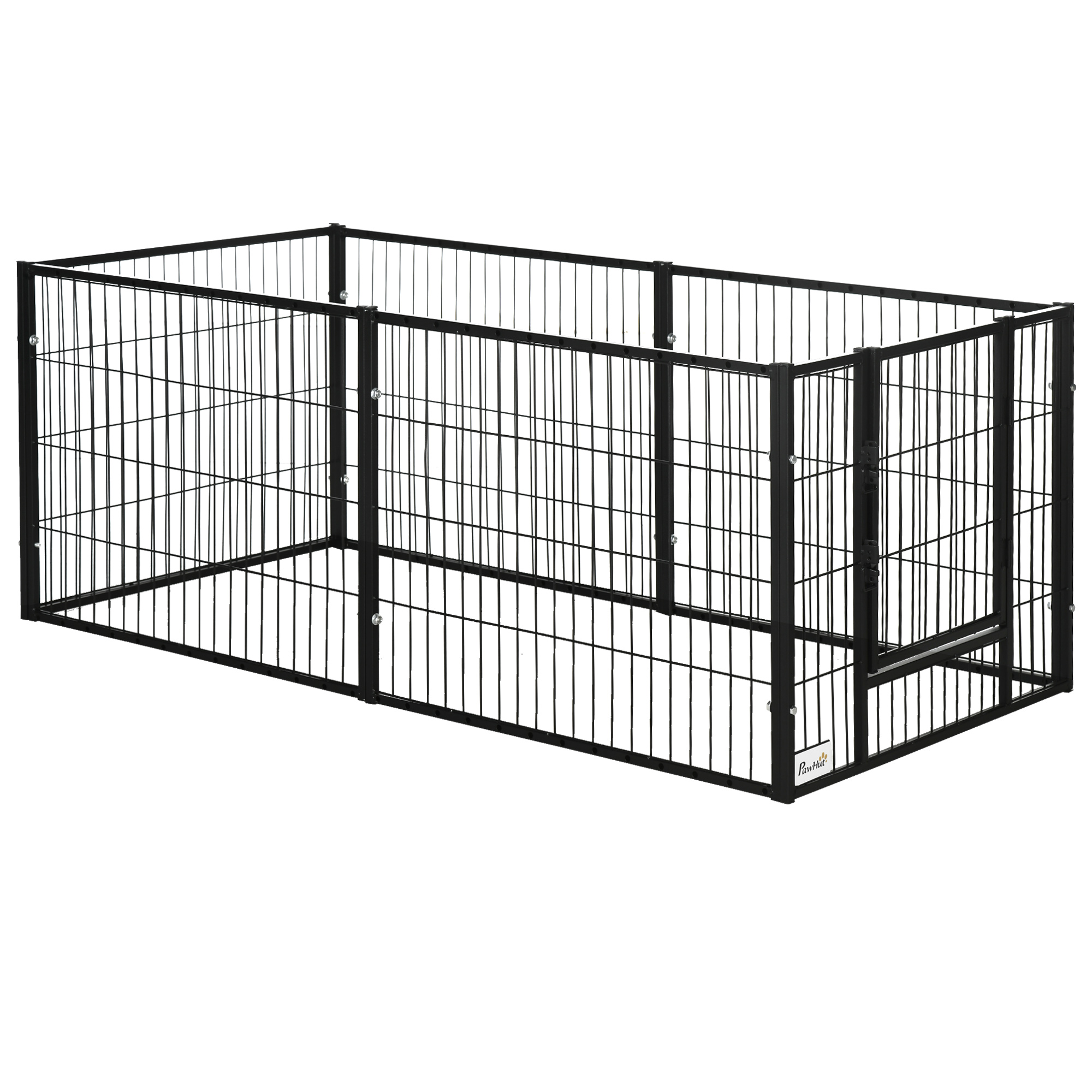 PawHut Parque para Cães de 6 Painéis com Largura Ajustável e Estrutura de Aço 82,5-150x79x61 cm Preto   Aosom Portugal