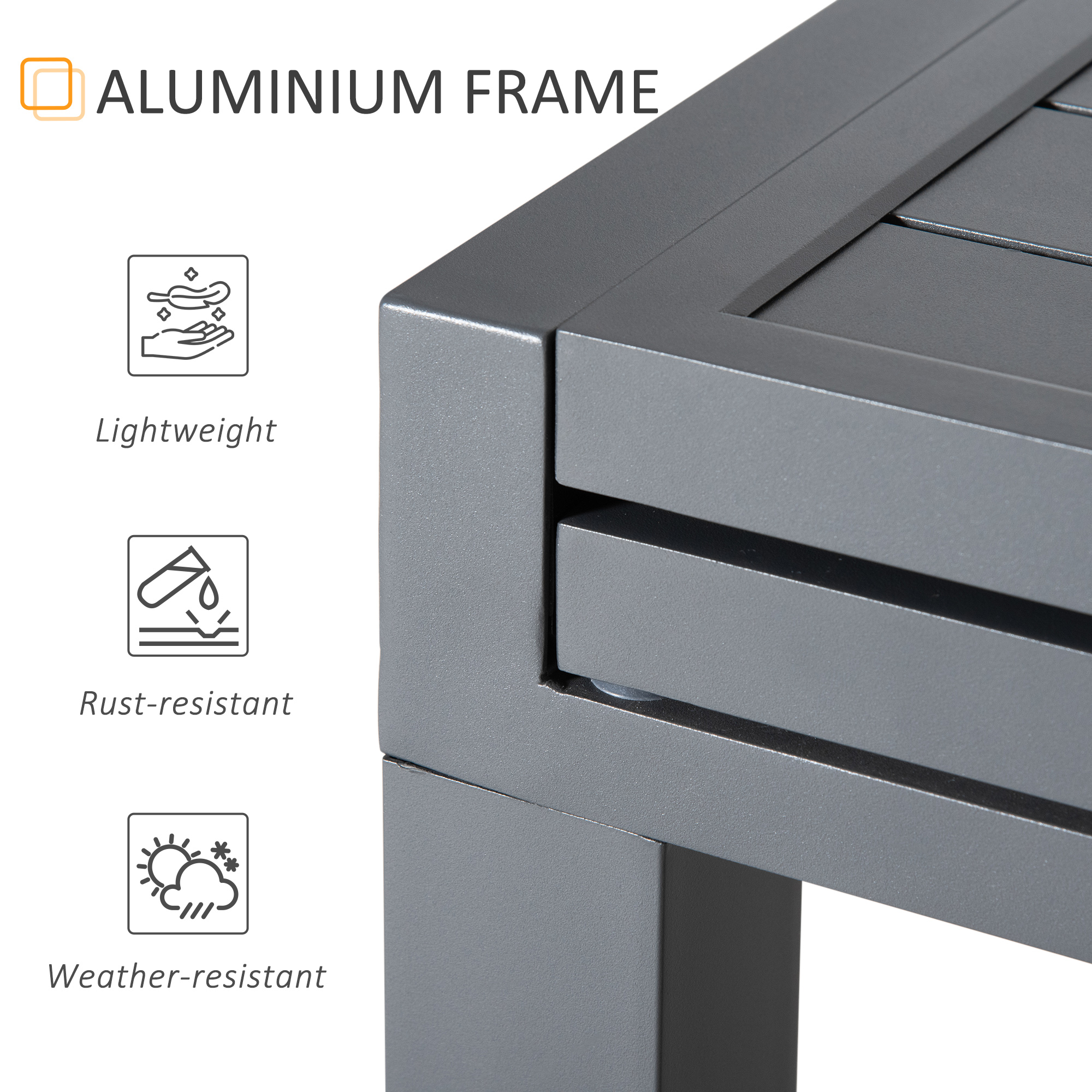 Outsunny Extendable Garden Table, 10 Seater Outdoor Dining Table with Aluminium Frame for Lawn, Balcony and Backyard, Grey