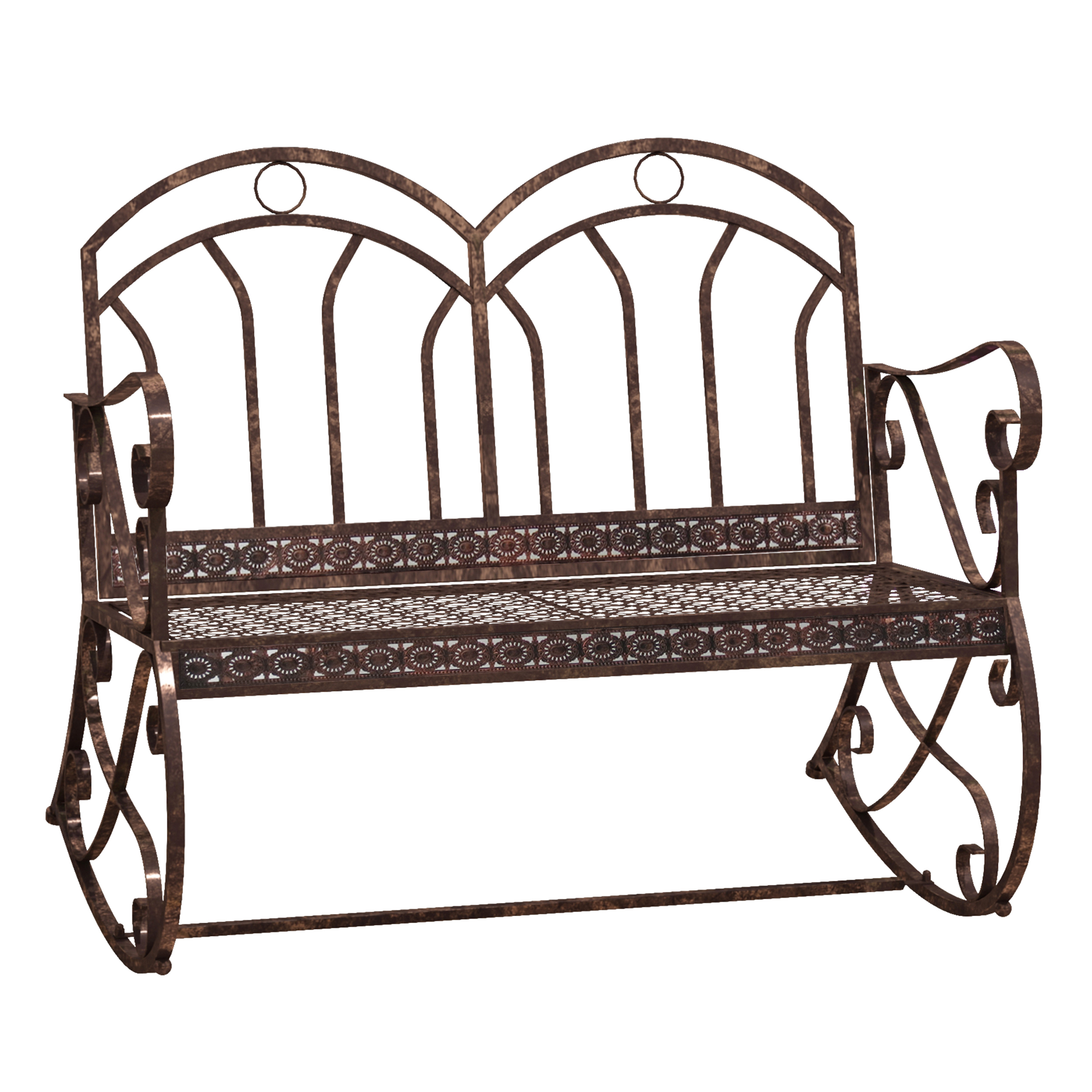 Outsunny 2-Seater Metal Rocking Chair, Garden Extra-wide Bench for Patio, Porch, Balcony Bronze Red... at Aosom IE