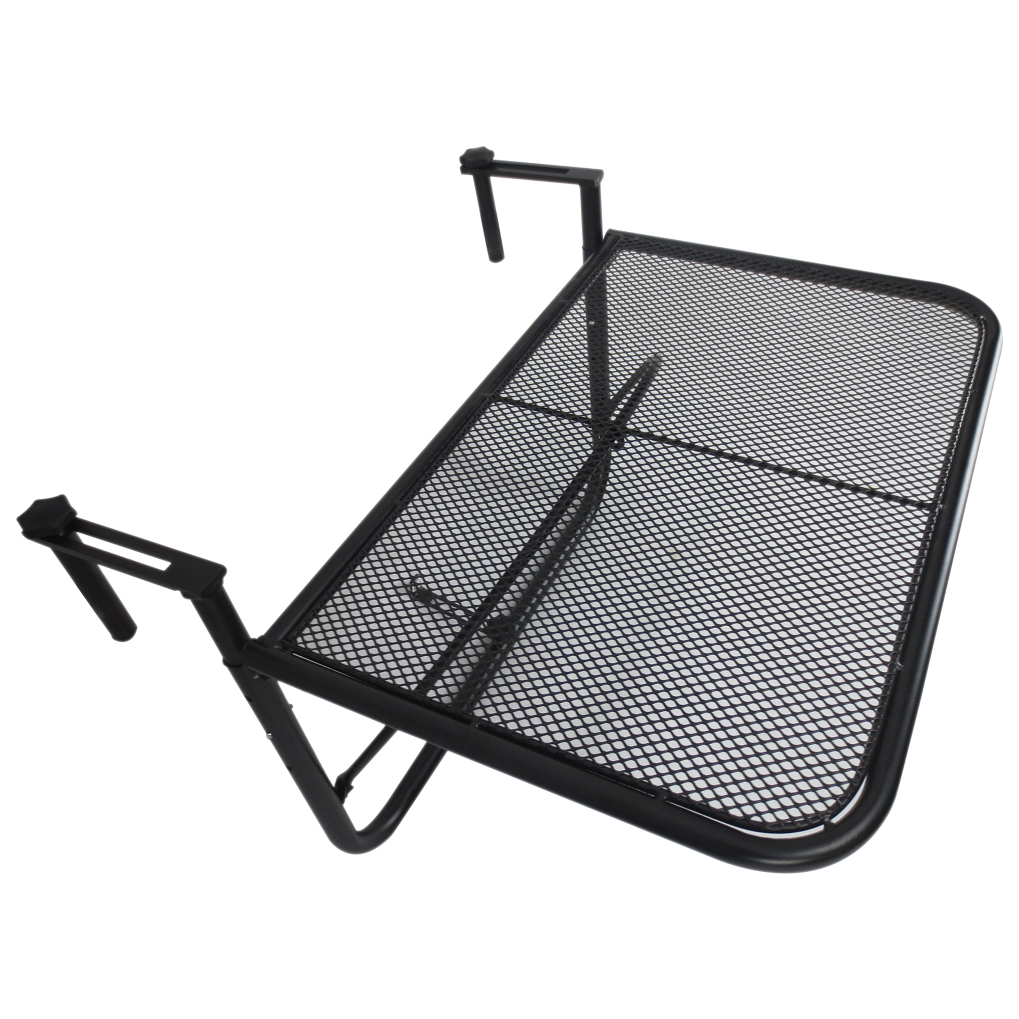 Outsunny Balcony Hanging Rail Table Adjustable Metal Outdoor Flower Stand Serving Table Wall Desk Black| Aosom Ireland