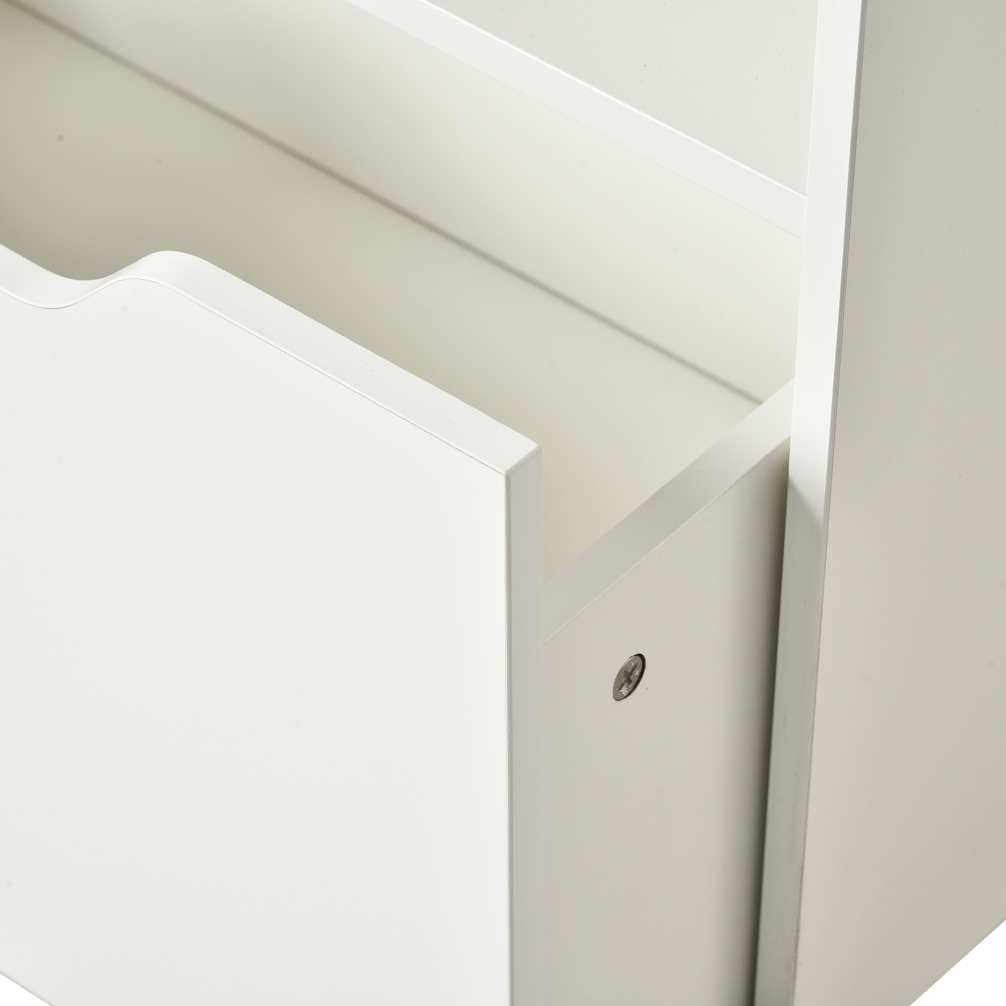 HOMCOM Kids Bookshelf, Toy Organiser, with Storage Drawer, Wheels, White