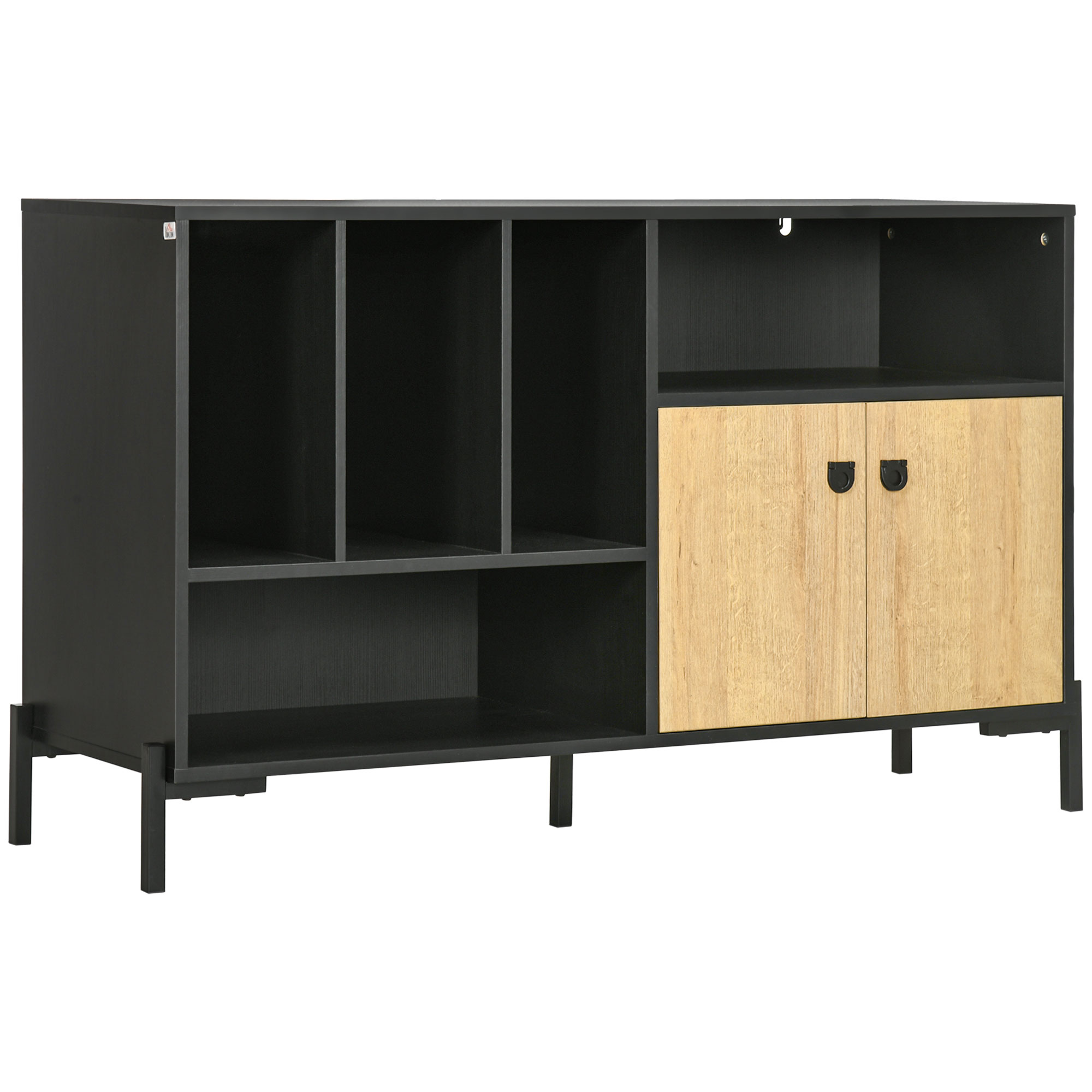 DlandHome Credenza,mobile ingresso Armadietto, Industriale, per Cucina, Sala da Pranzo, Salottoper Soggiorno,Marrone Vintage e Nero