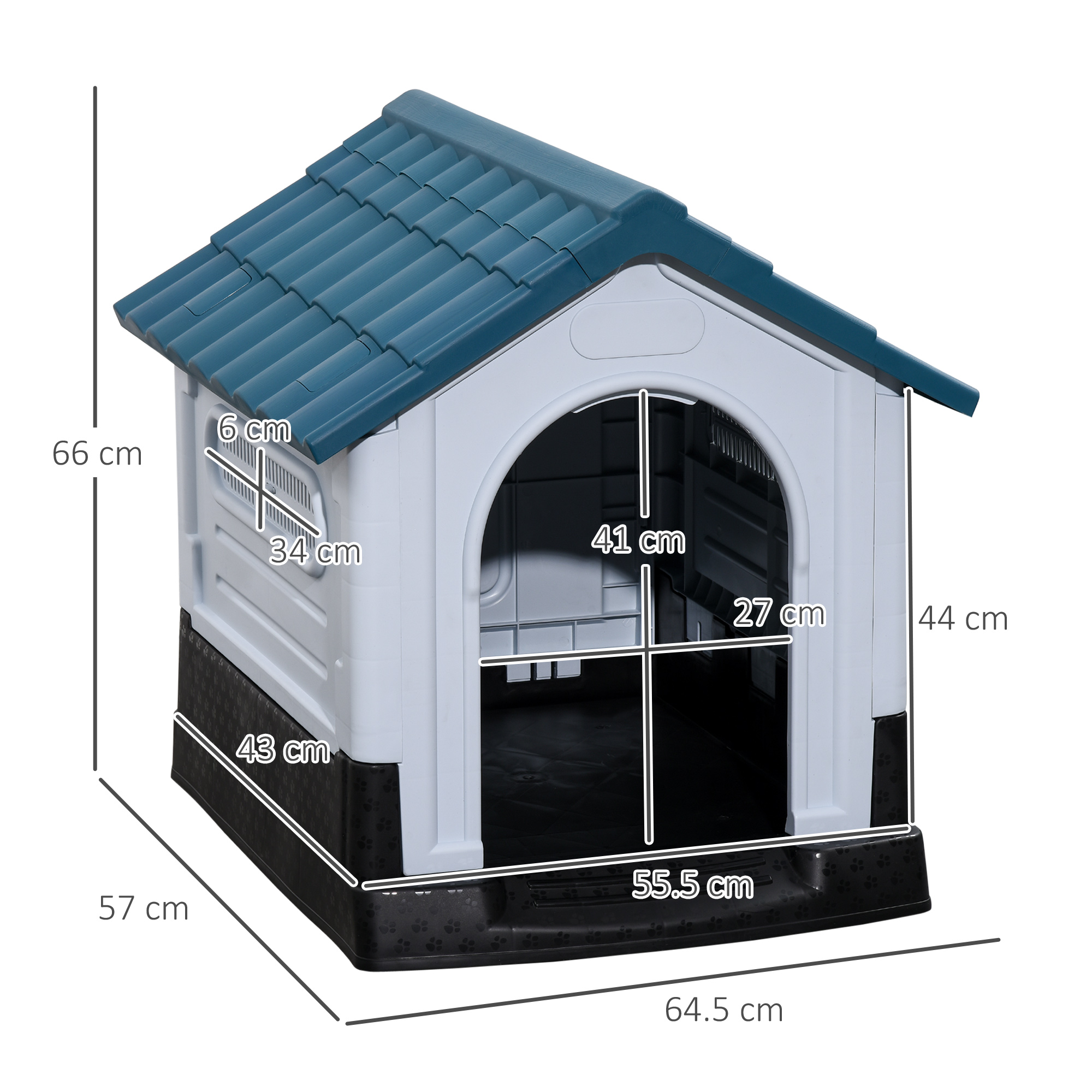 PawHut Outdoor Dog Kennel House, Durable Shelter for Miniature Dogs, 64.5 x 57 x 66cm