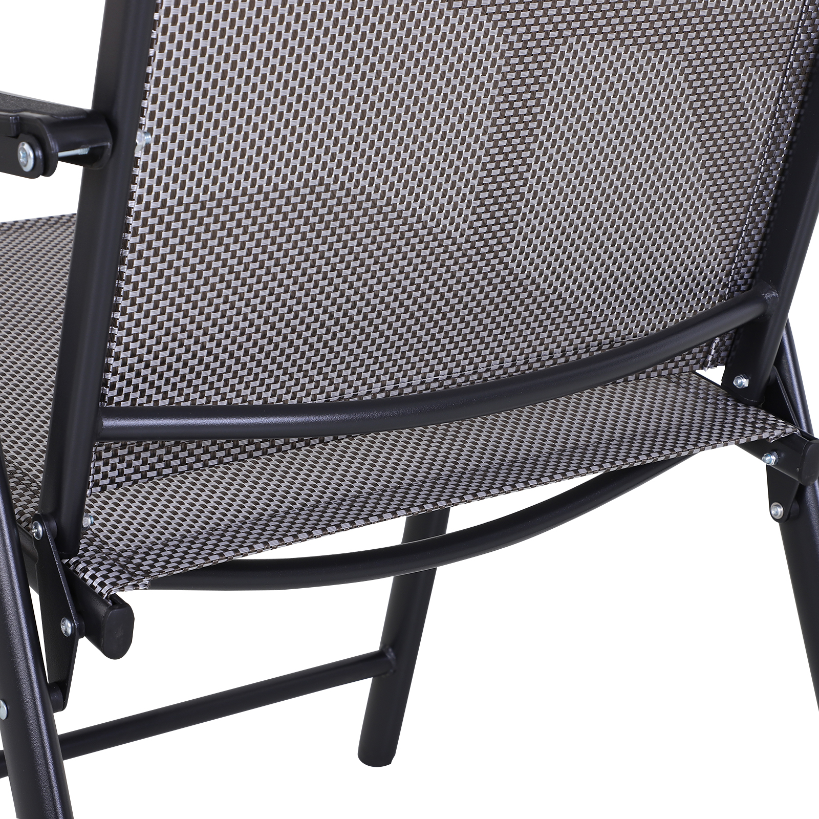 Outsunny Set Di 2 Sedie Pieghevoli Da Esterno: Lega Di Acciaio, Tessuto A Rete, Marrone Scuro, Portata 120 Kg, 56x62x97 Cm