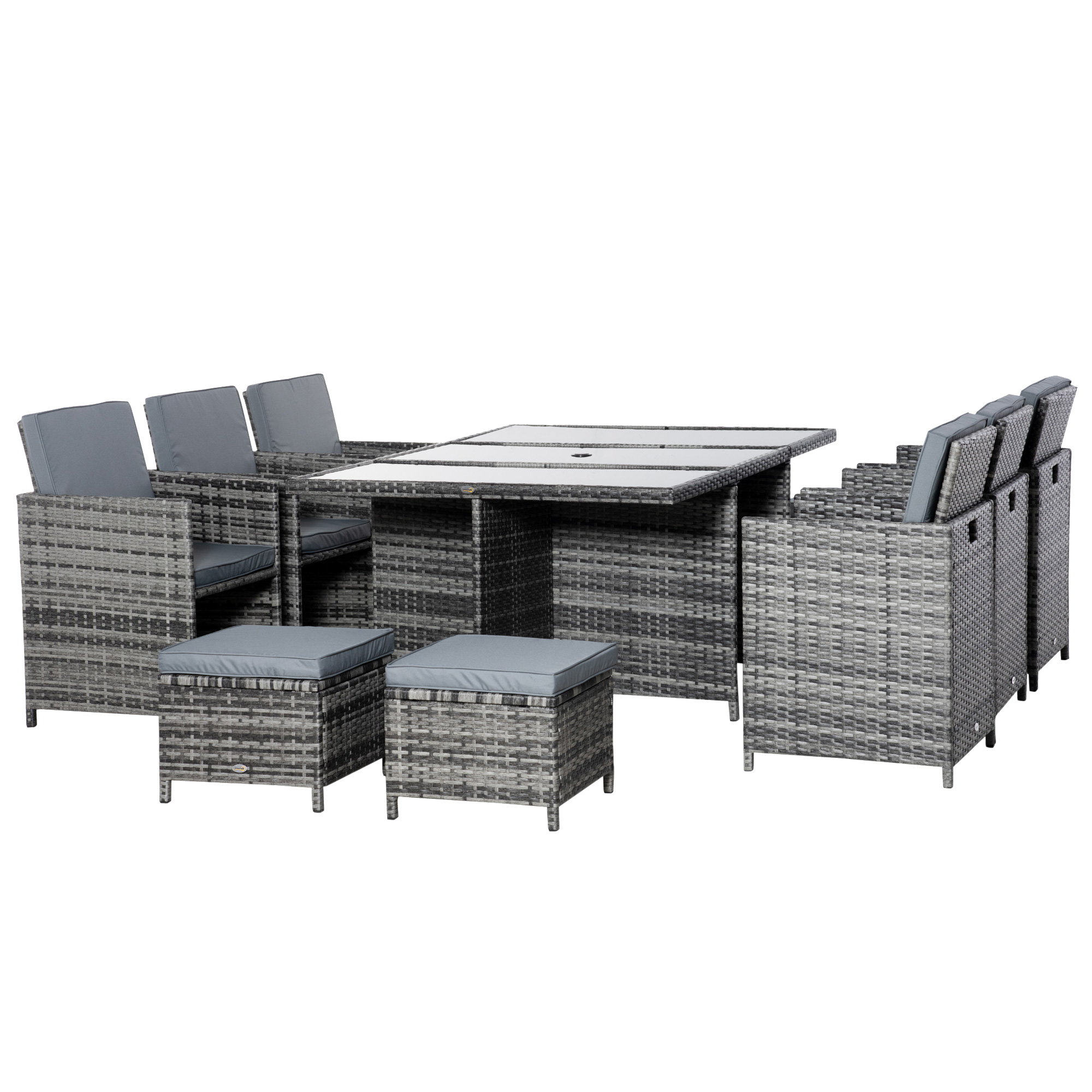 Outsunny Outdoor 11pc Rattan Garden Furniture Patio Dining Set 10seater Cube Sofa Weave Wicker