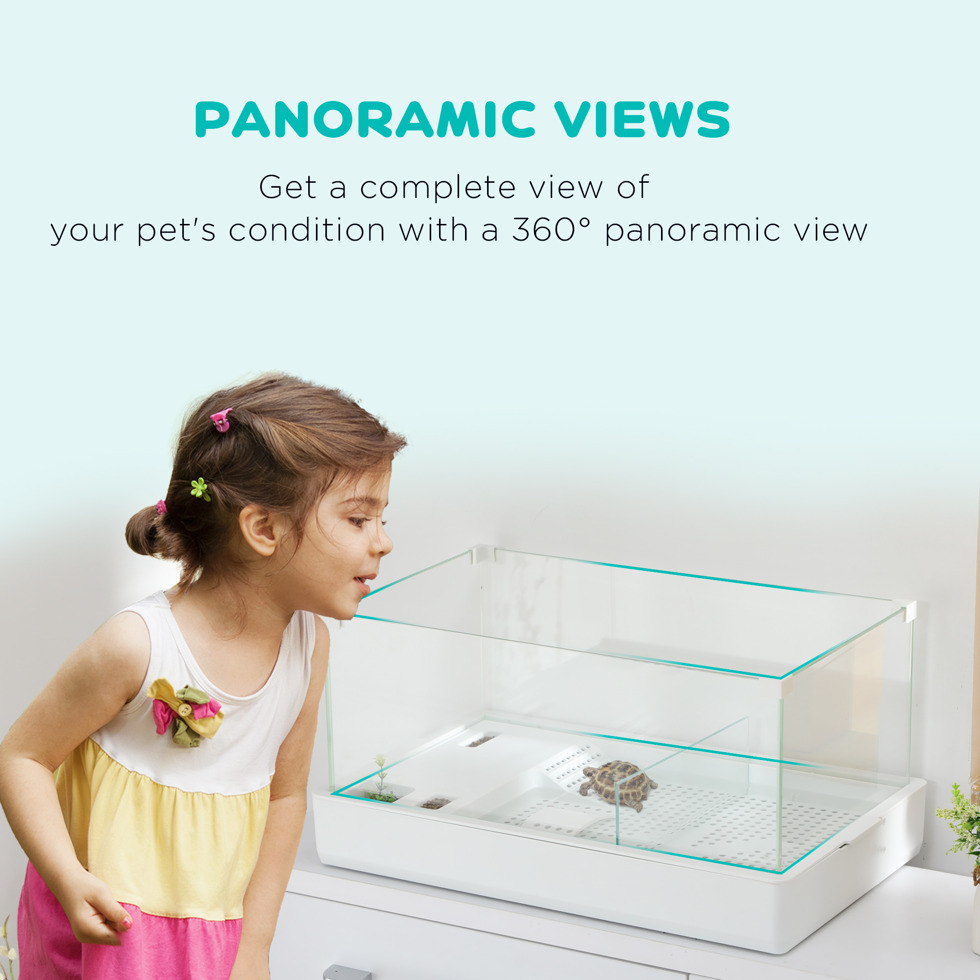 PawHut 50 Turtle Aquarium, Glass Tank with Basking Platform, Filter Design, Full View Terrapin Habitat, White