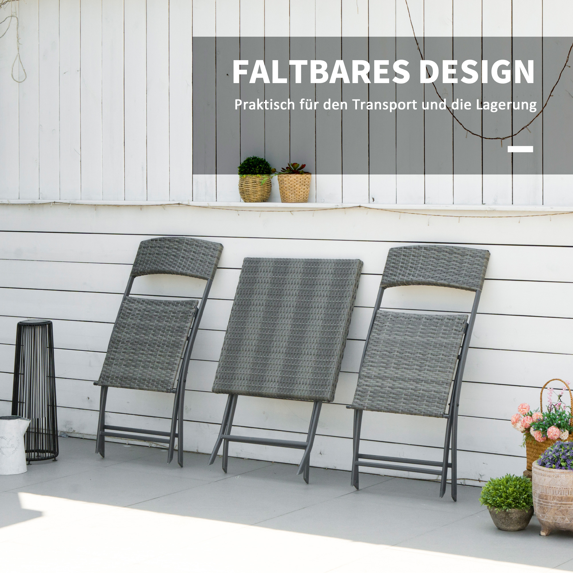 Outsunny Polyrattan 3 cz. zestaw bistro, zestaw mebli