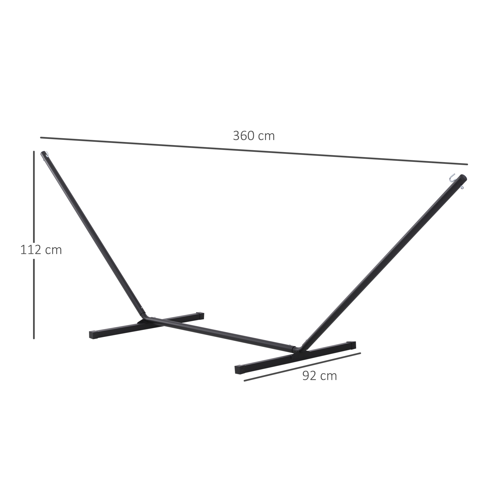Soporte Para Hamaca De Metal Outsunny De 360x92x112 Cm, Carga Máxima 120 Kg, Color Negro, Para Jardín Y Terraza