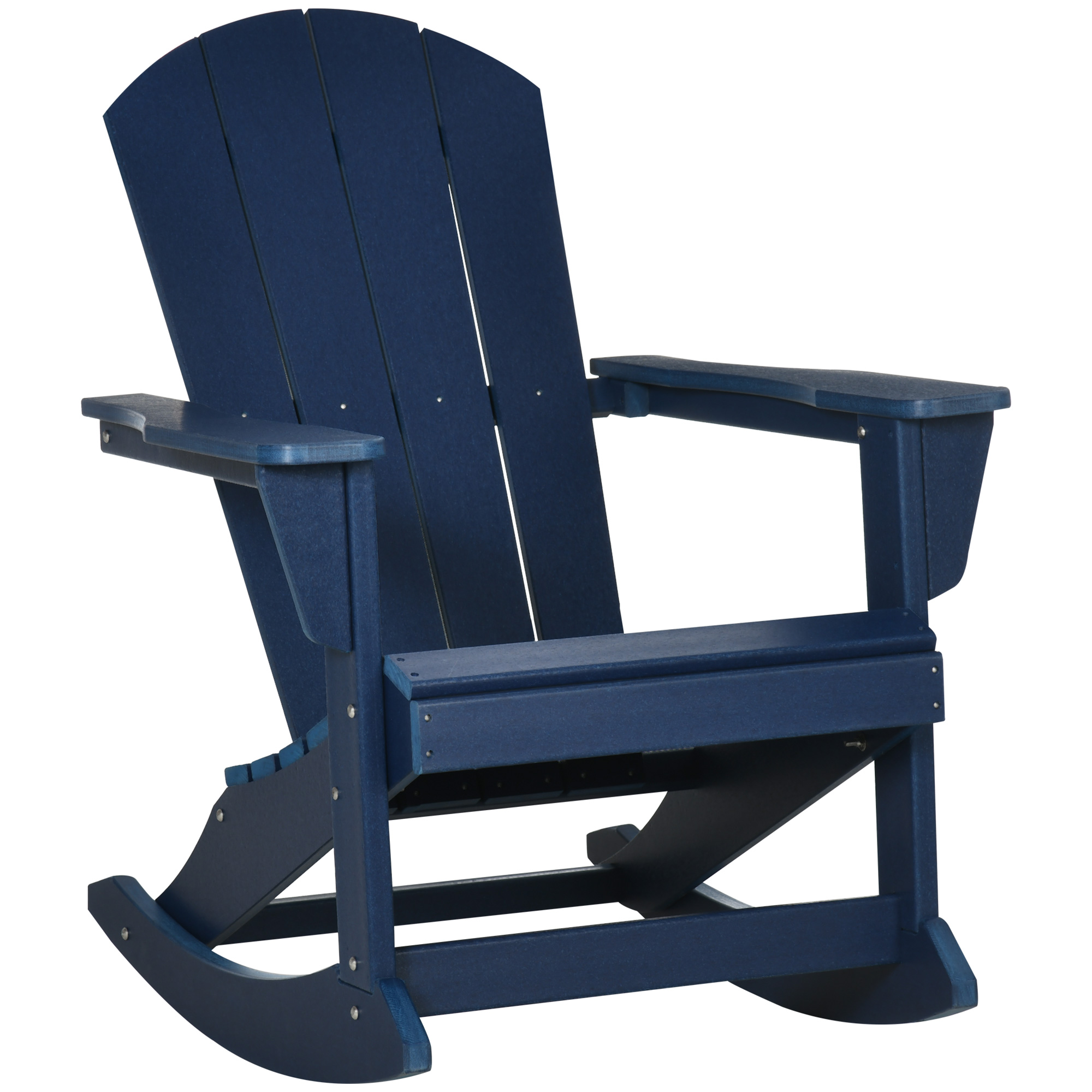 Outsunny Silla Mecedora de Jardín Estilo Adirondack de HDPE para Balcón Terraza Patio Carga 120 kg 73,5x93x91,5cm Azul