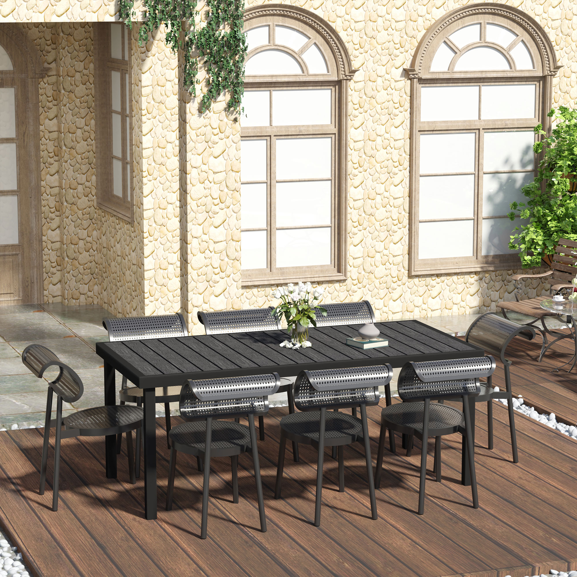 PrimeMatik Table Rectangulaire Réglable Balcon 60x36cm Noir - Table Suspendue Pliante