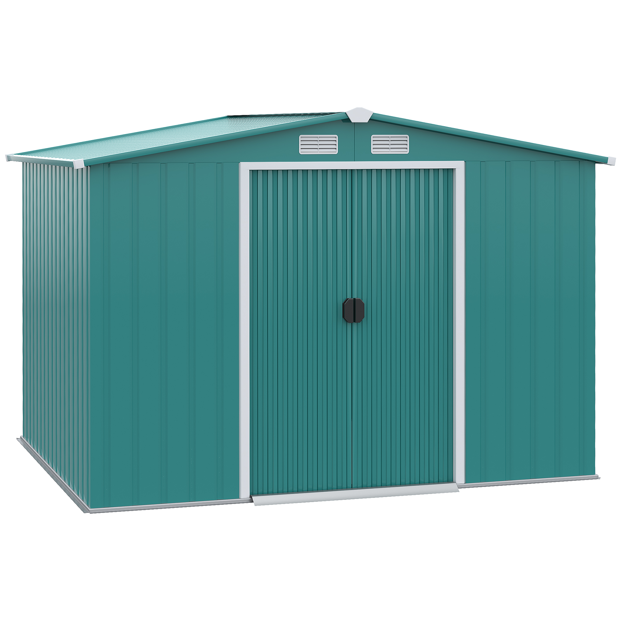 Outsunny  Caseta de Jardín con Puertas Correderas para Almacenamiento de Herramientas de Jardinería 260x206x179 cm Verde