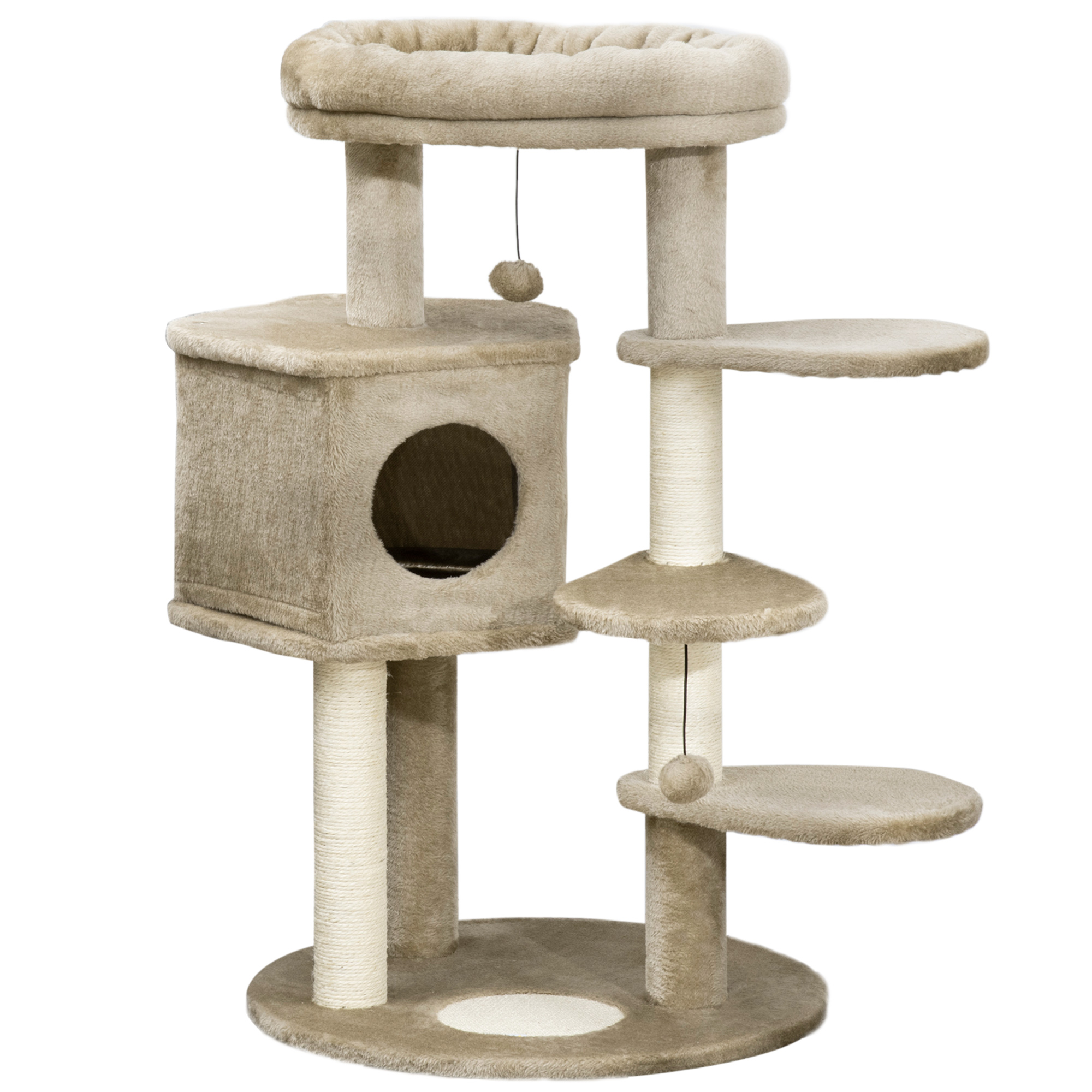 PawHut Krabpaal Krabpaal Plafond Hoge Klimboom Met Kattenspeeltje Sisal Pluche Lichtgrijs In Hoogte Verstelbaar~122md02fpn801