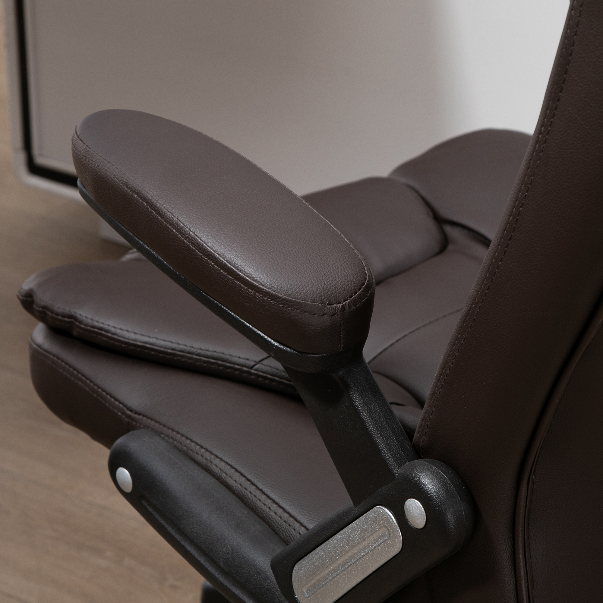 HOMCOM High Back Executive Massage Chair, PU Leather Office Chair with Heat, Tilt, Reclining Function, Adjustable, Brown
