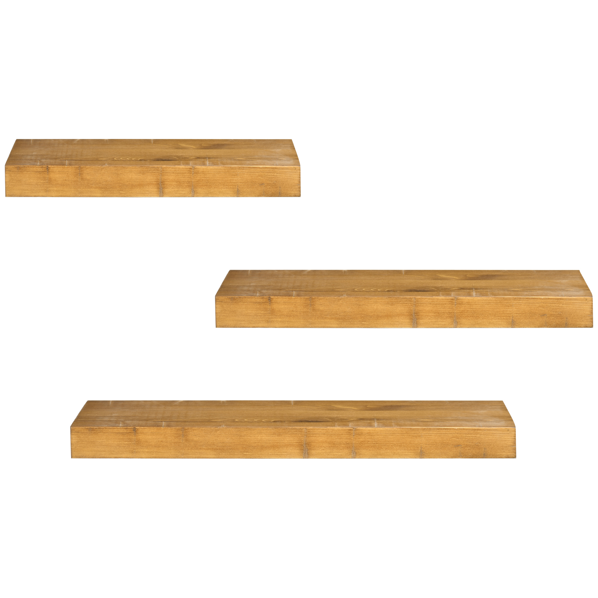 HOMCOM Set da 3 Mensole da parete in Legno di Pino, 30/40/50x18x3.6cm ...