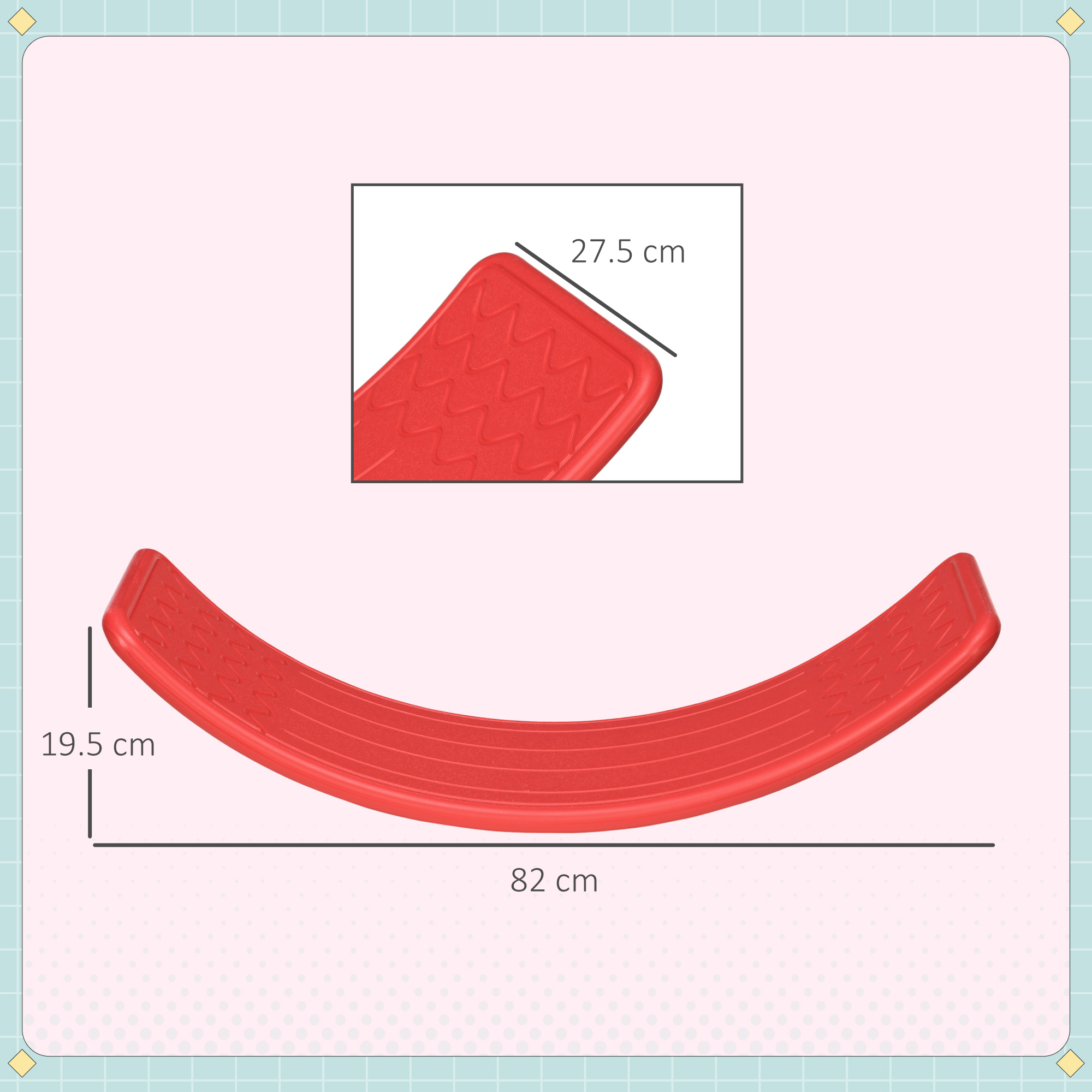 ZONEKIZ Wobble Balance Board for Kids, Montessori Stepping Stone Toy, Durable Nursery Play Equipment, 82 x 27.5 x 19.5cm, Red