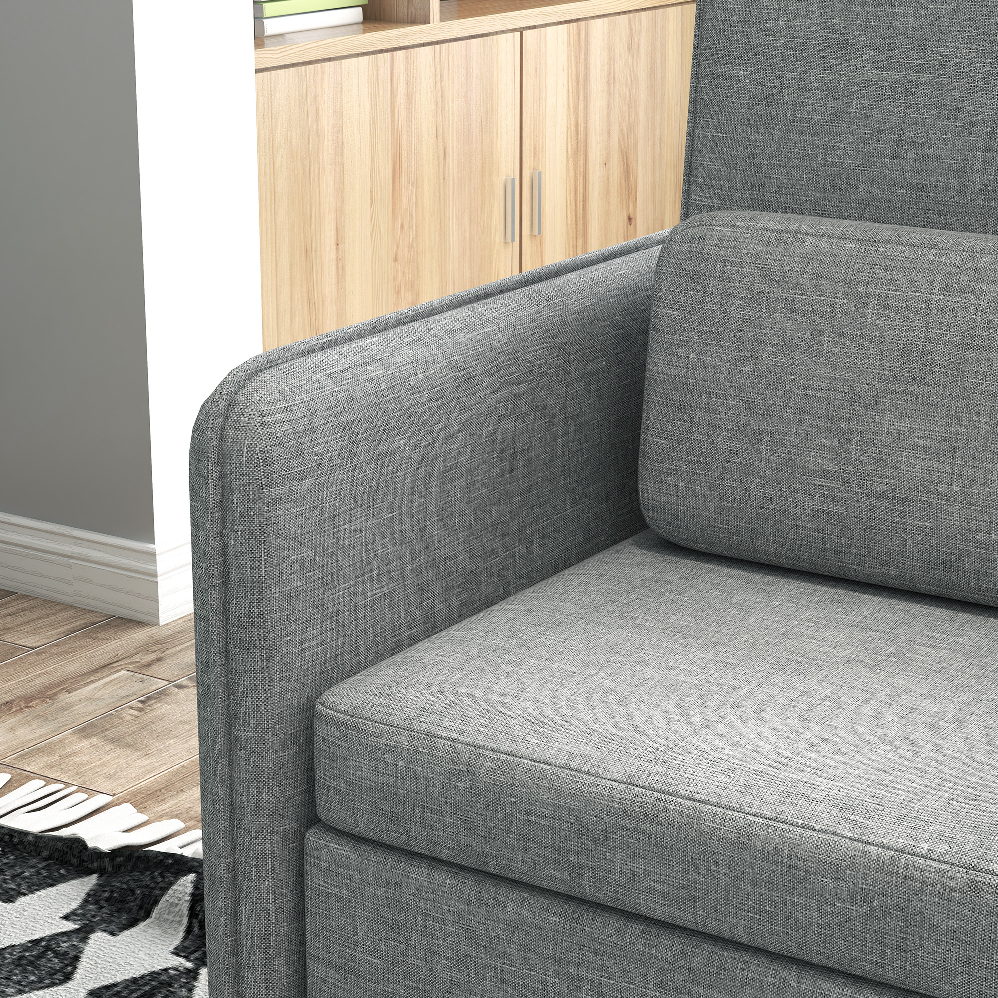  Fotoliu gri din stofa cu captuseala groasa & buzunare laterale [7]