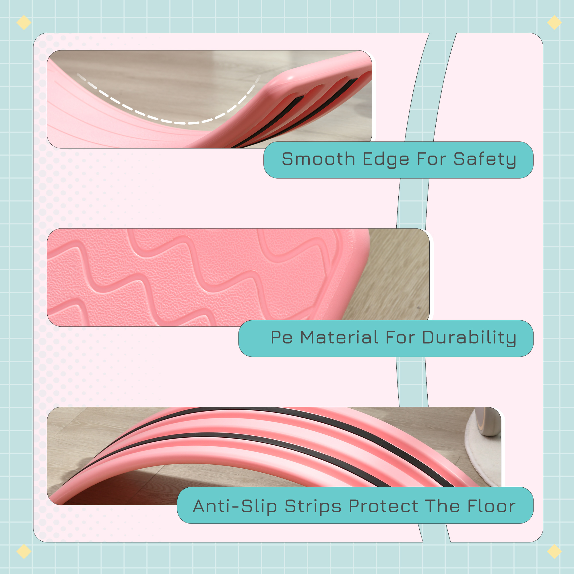 ZONEKIZ Pink Balance Board, Wobble Exercise Board for Children Ages 3-6, Coordination and Balance Improvement