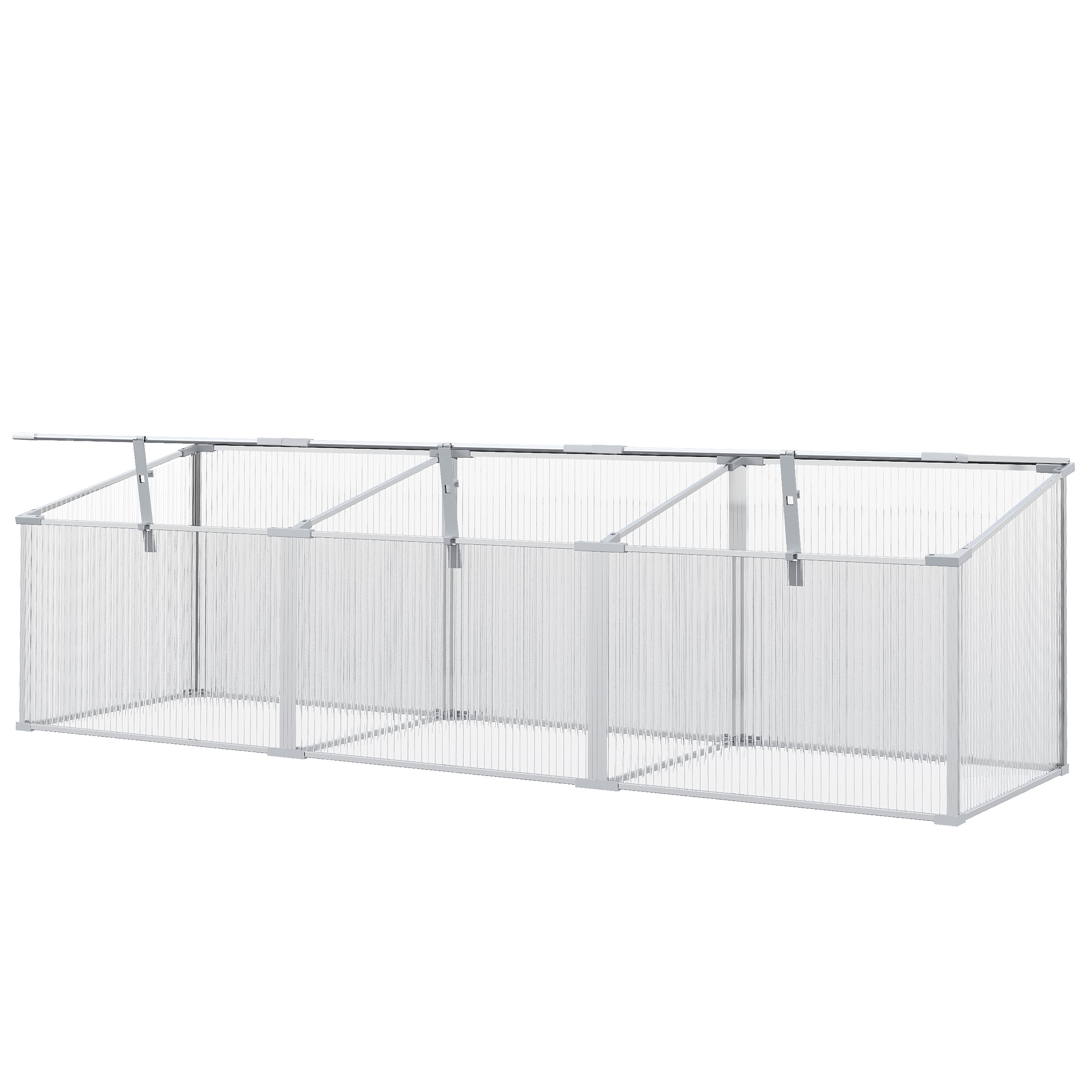 Outsunny Polycarbonate Greenhouse, Aluminium Cold Frame for Flower Vegetable Plants, 180 x 51 x 51 cm