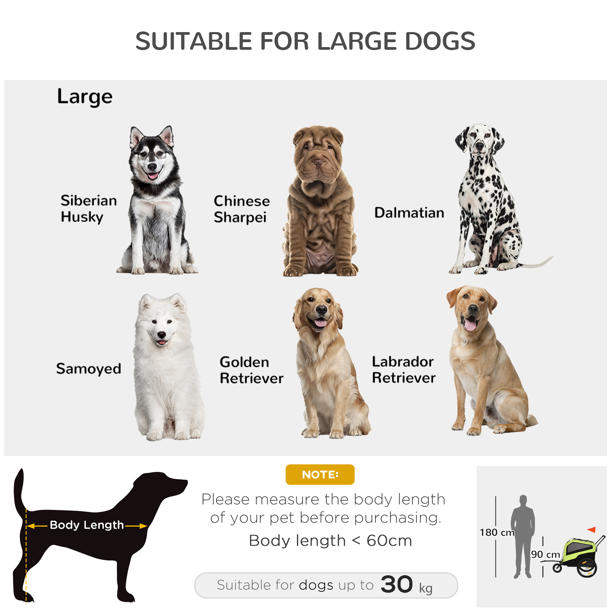 PawHut 2 in 1 Dog Bike Trailer Pet Stroller for Large Dogs with Hitch, Quick-release 20" Wheels, Pet Bicycle Cart Trolley Carrier for Travel, Green