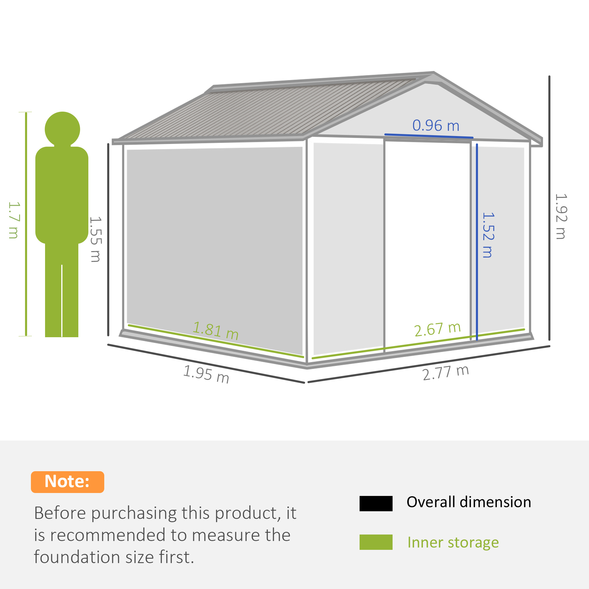 Outsunny 9 x 6FT Garden Metal Storage Shed Outdoor Storage Shed with Foundation Ventilation & Doors, Brown