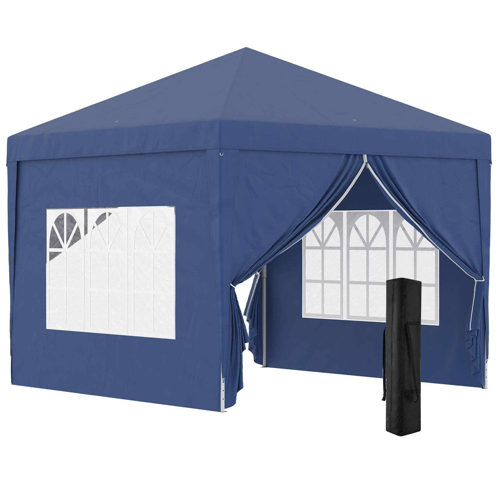 Gazebo Da Giardino Outsunny 4x4 M Esagonale Con 6 Pannelli Laterali - Pieghevole, Doppio Tetto, Grigio - Ideale Per Feste - Foto 6