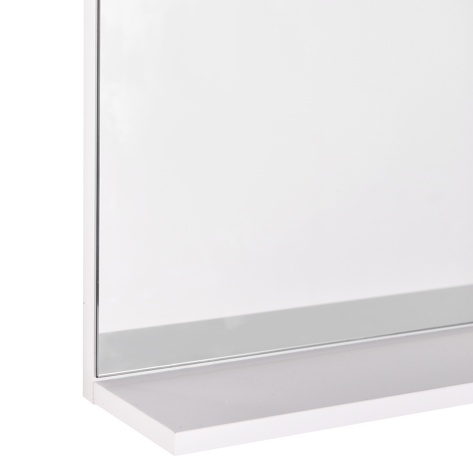 kleankin Elegant Wall-Mounted Vanity Mirror for Bathrooms, Modern Design with 3 Tier Storage Shelves, Makeup Organiser, White